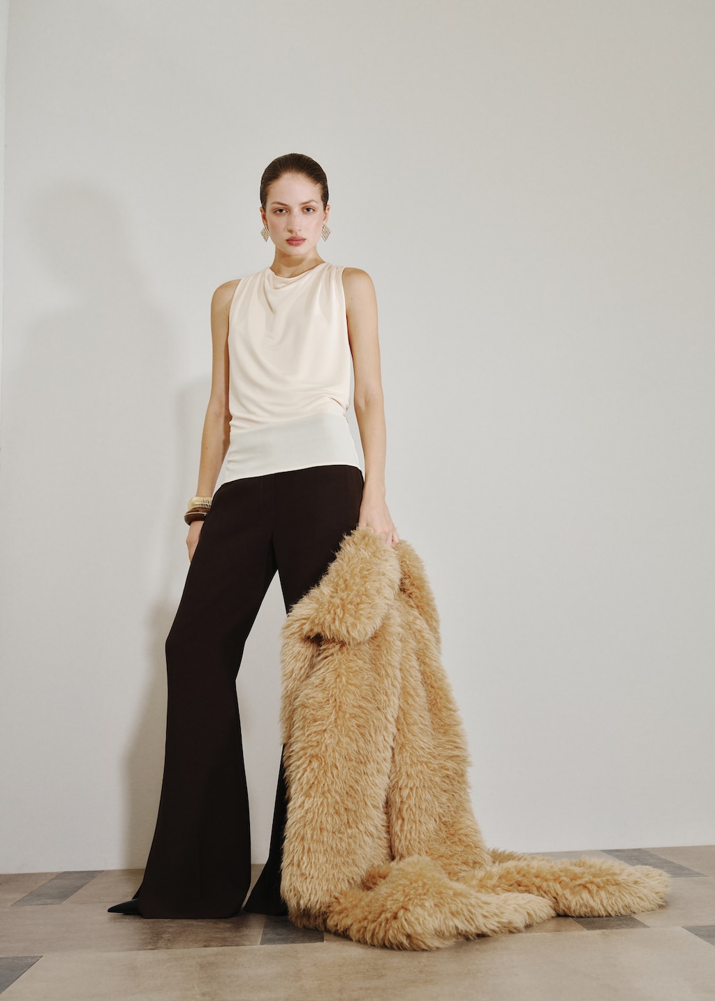 Draped top with metallic detail