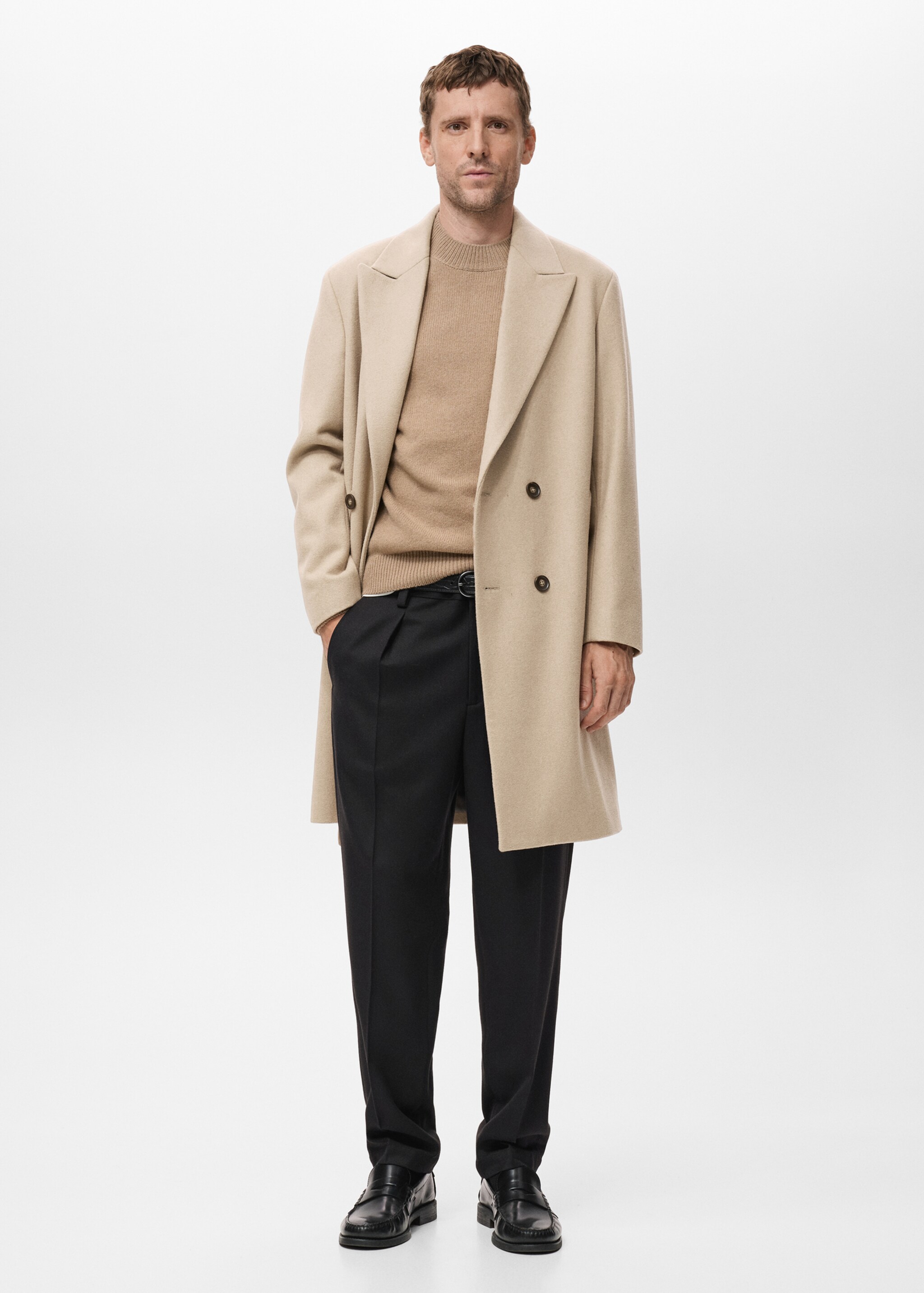 Regular-fit pleated trousers - General plane, Black. Ref: 17029207-00.
