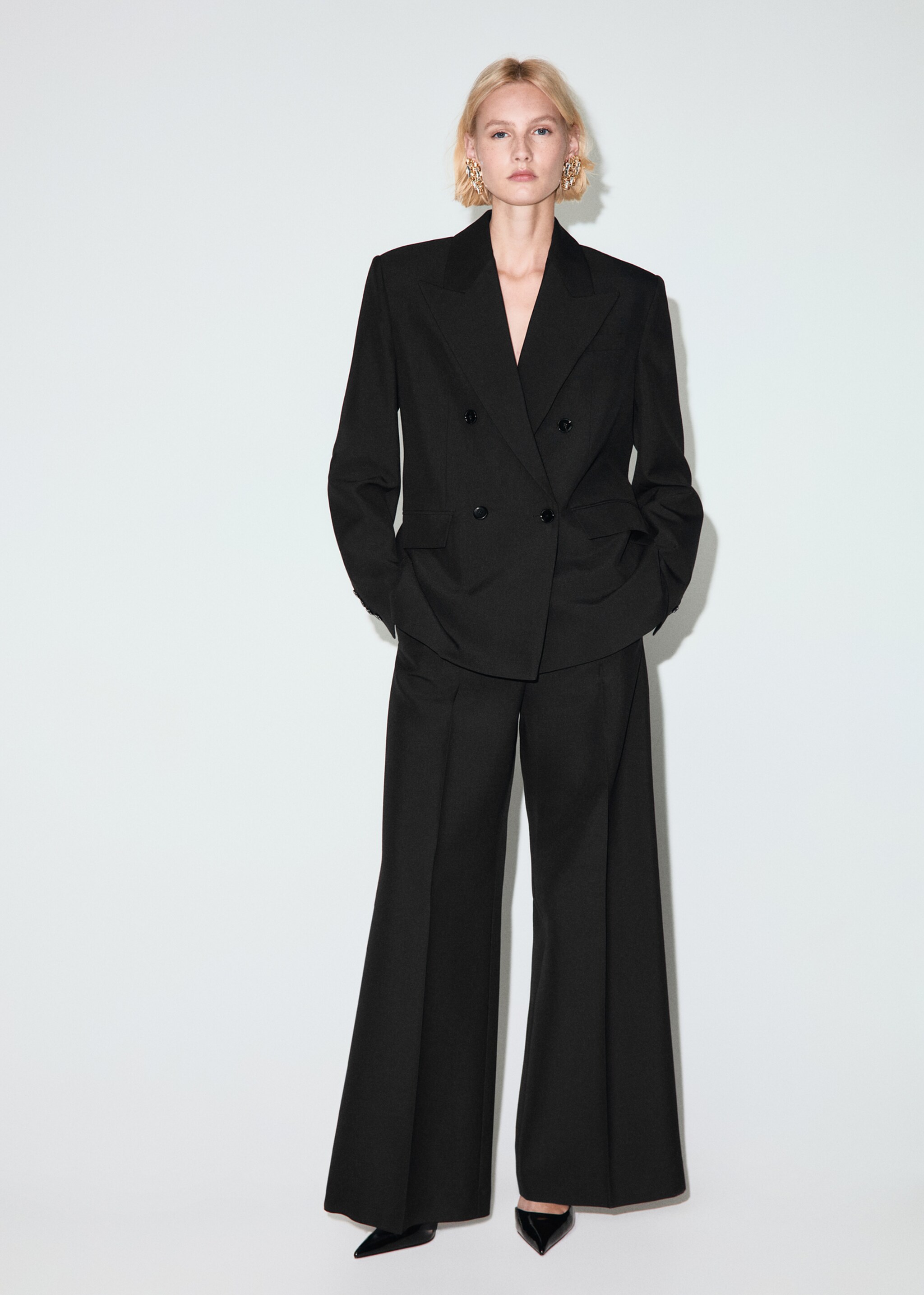 Double-breasted wool blend blazer - General plane, Black. Ref: 17029409-00.