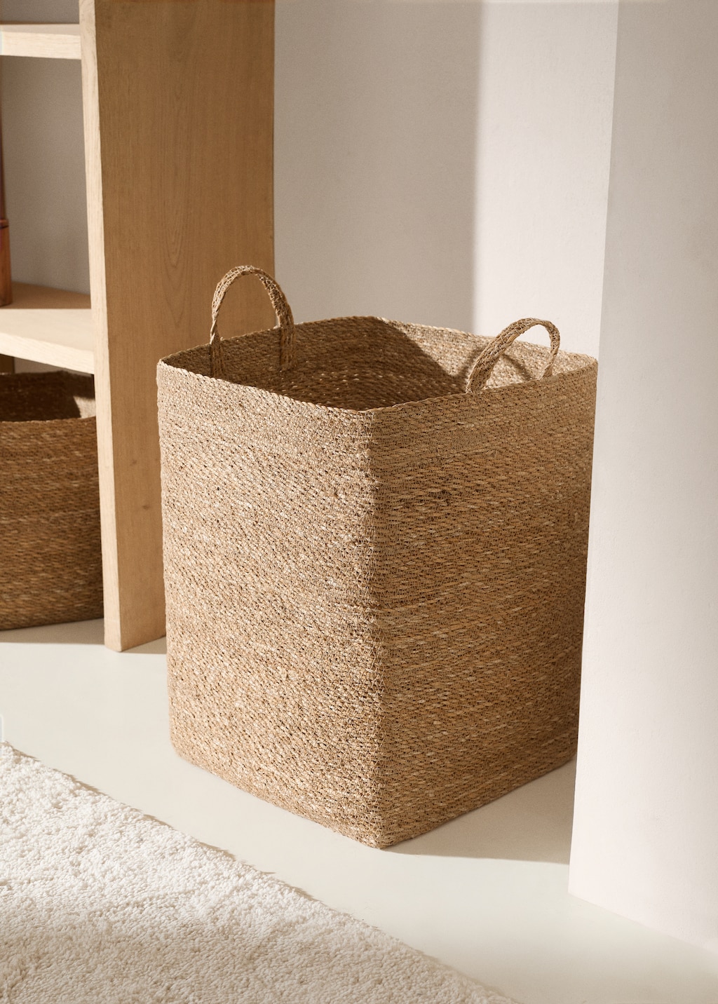 natural fiber rectangular basket