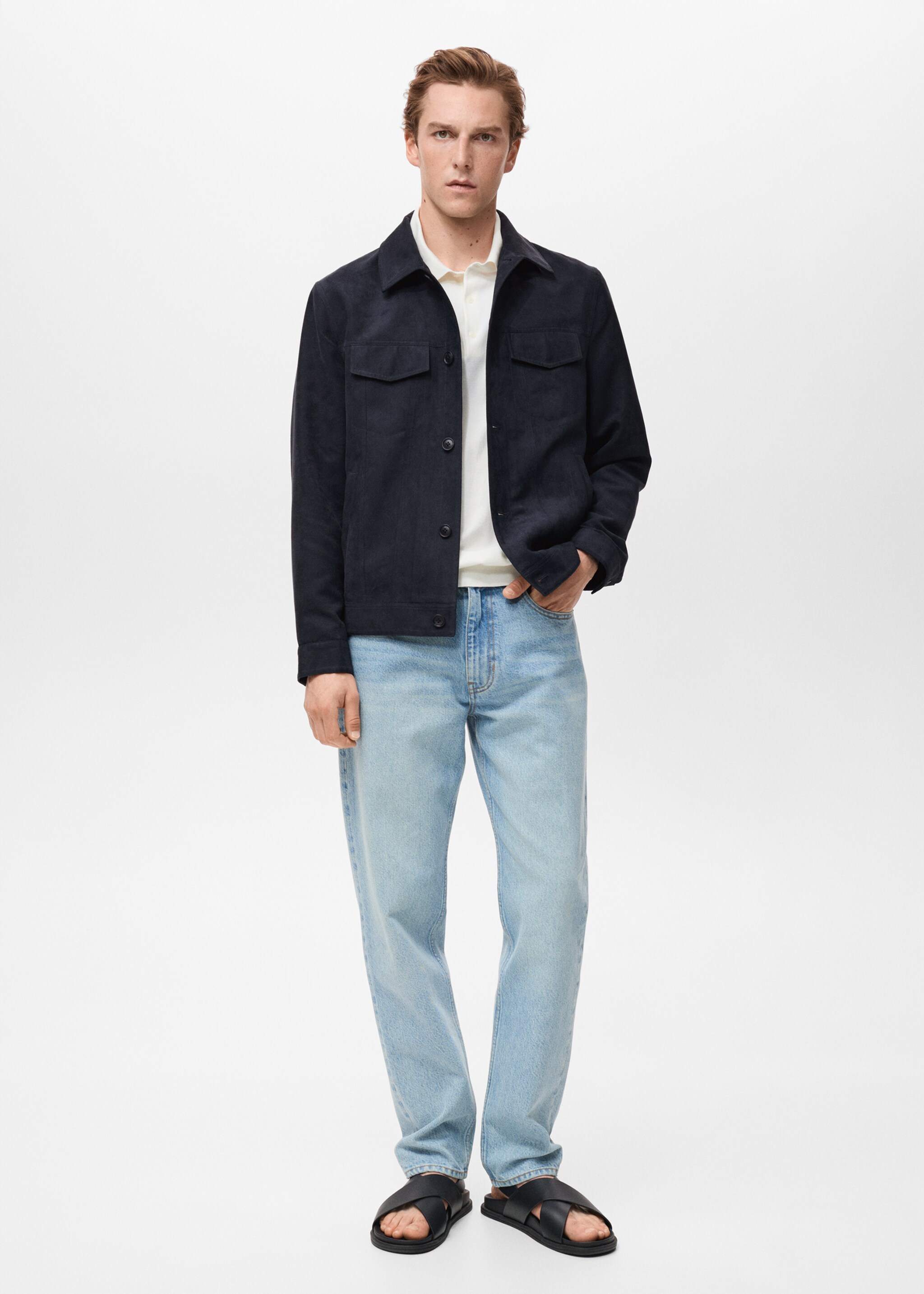 Suede leather-effect overshirt - General plane