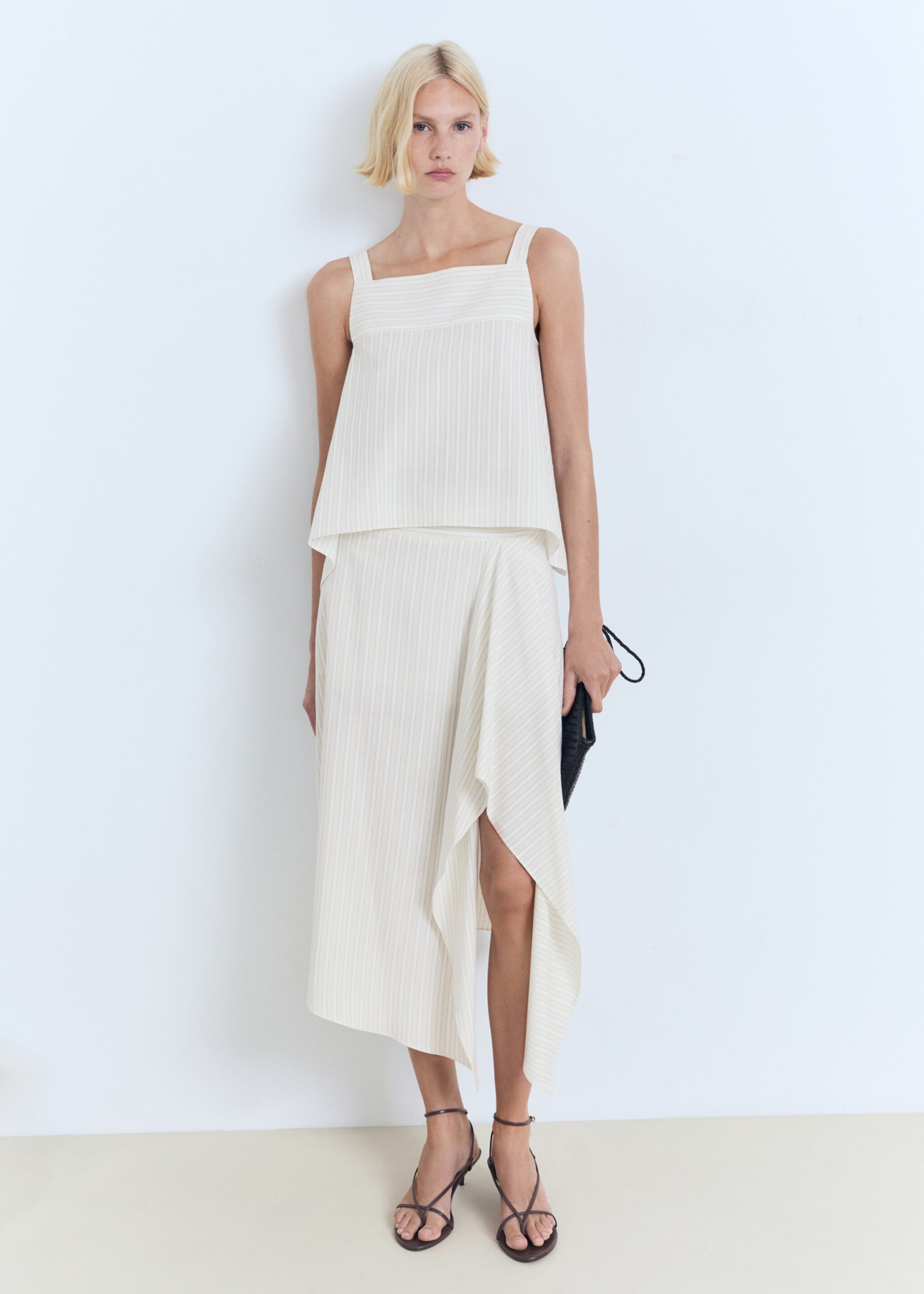 Striped strapless top - General plane, Ecru. Ref: 17031153-00.