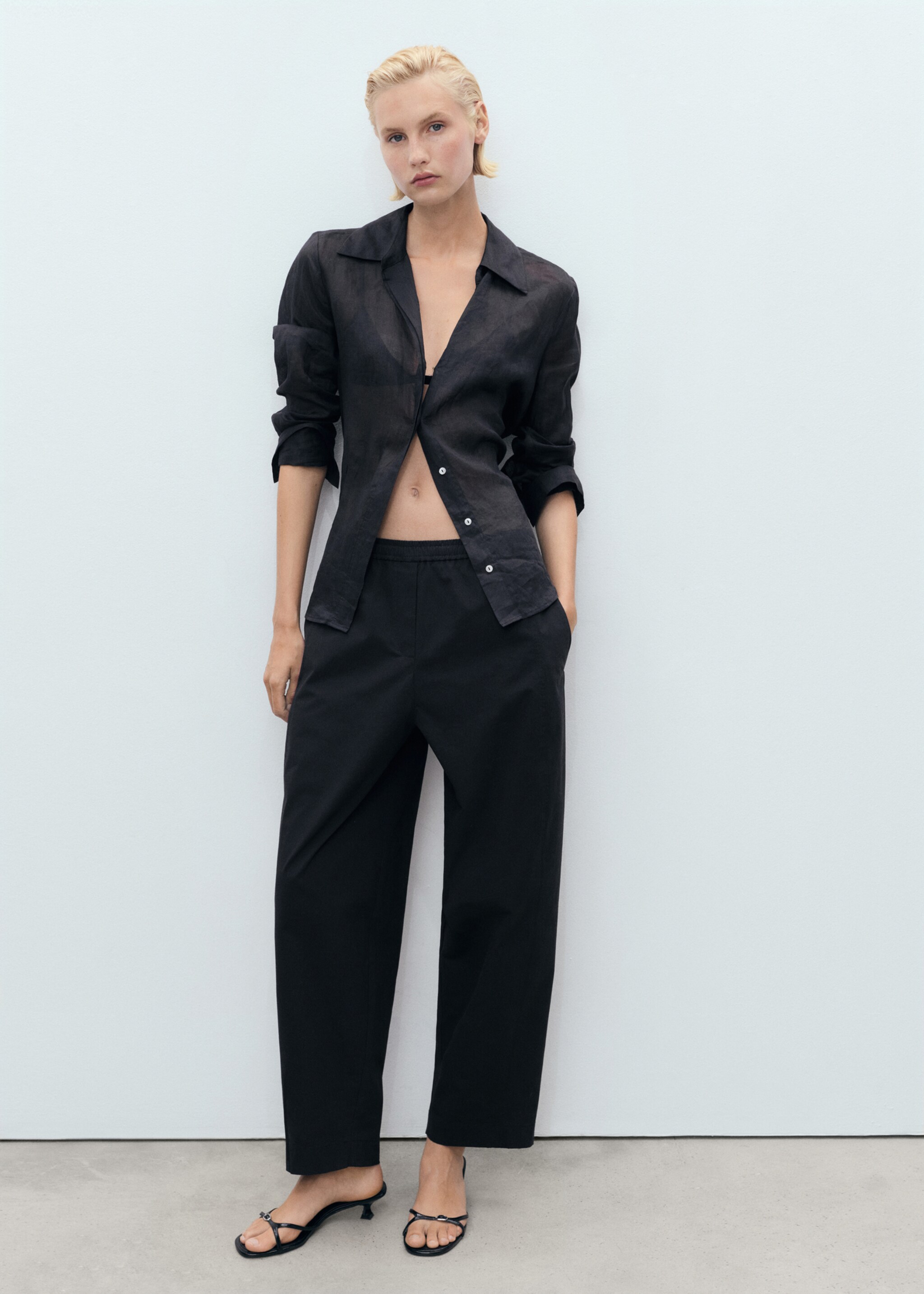 Paper bag cotton trousers - General plane