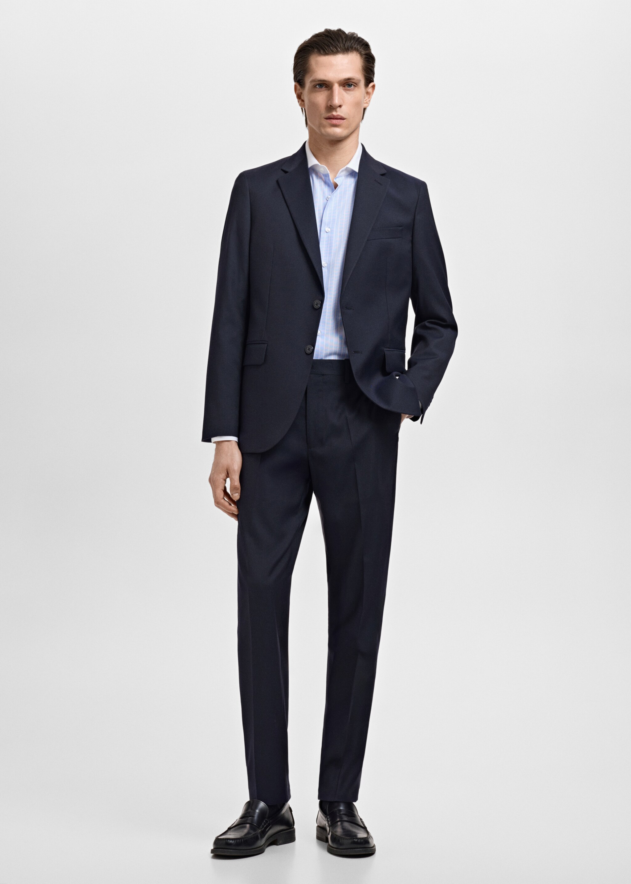 Striped-print slim-fit suit shirt - General plane