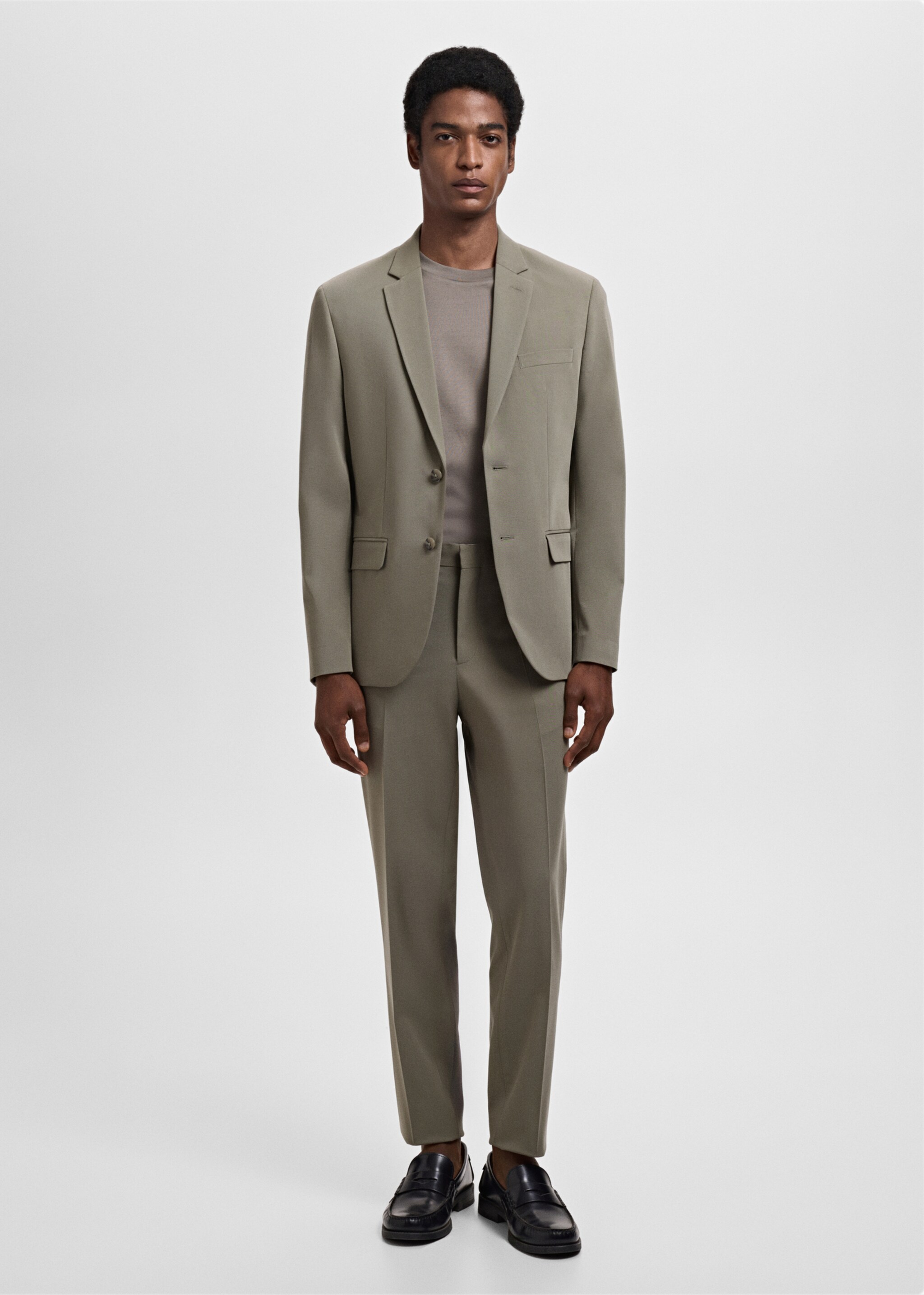 Stretch fabric super slim-fit suit trousers - General plane
