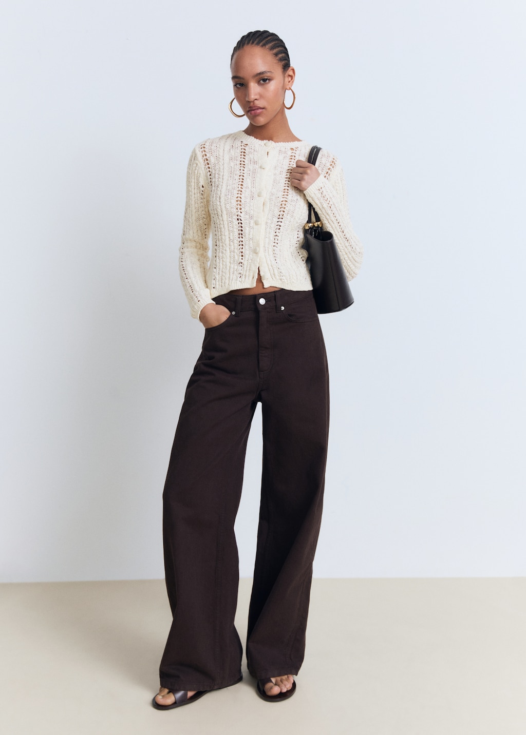 Openwork knit cardigan