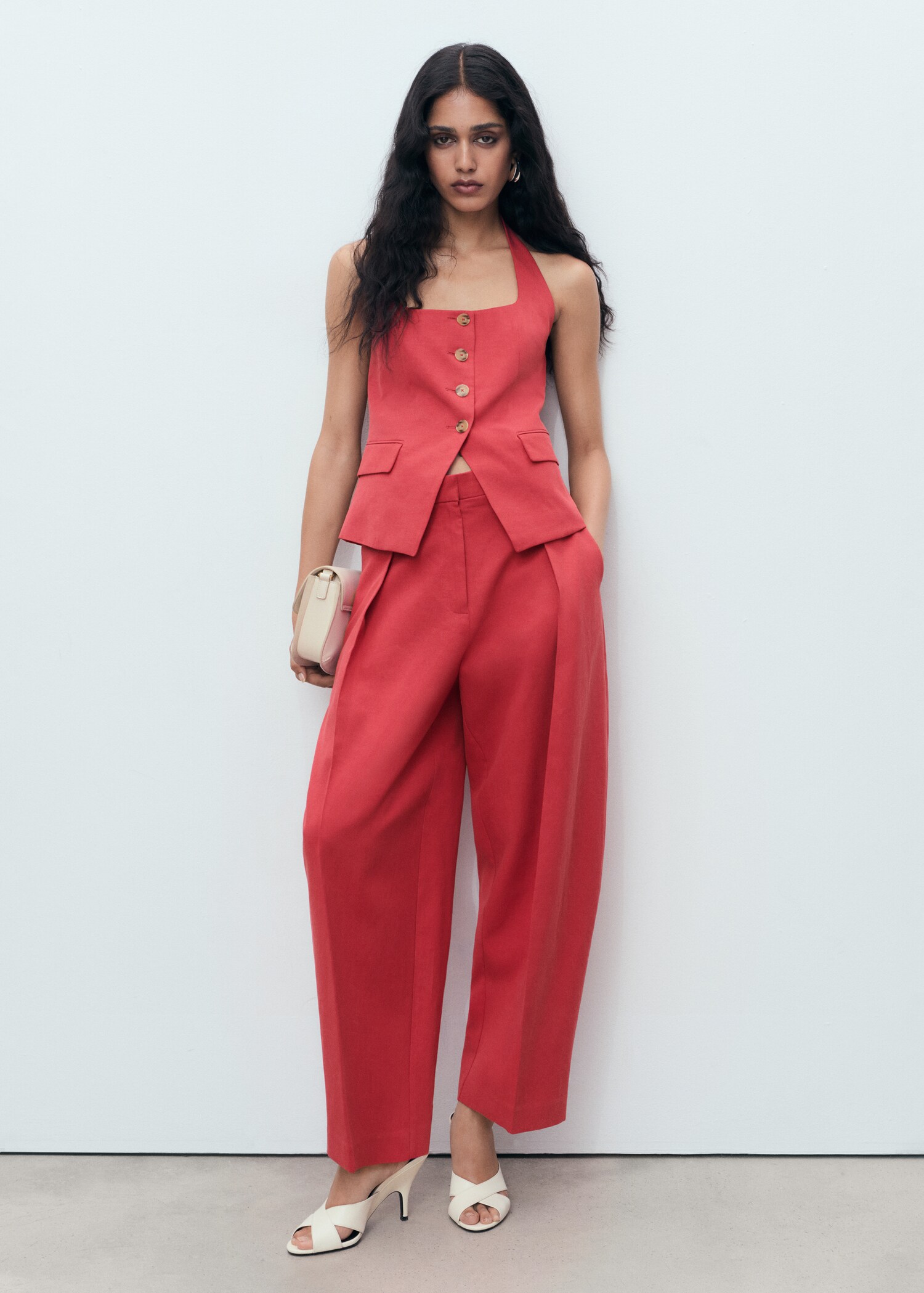 Linen blend balloon suit trousers - General plane