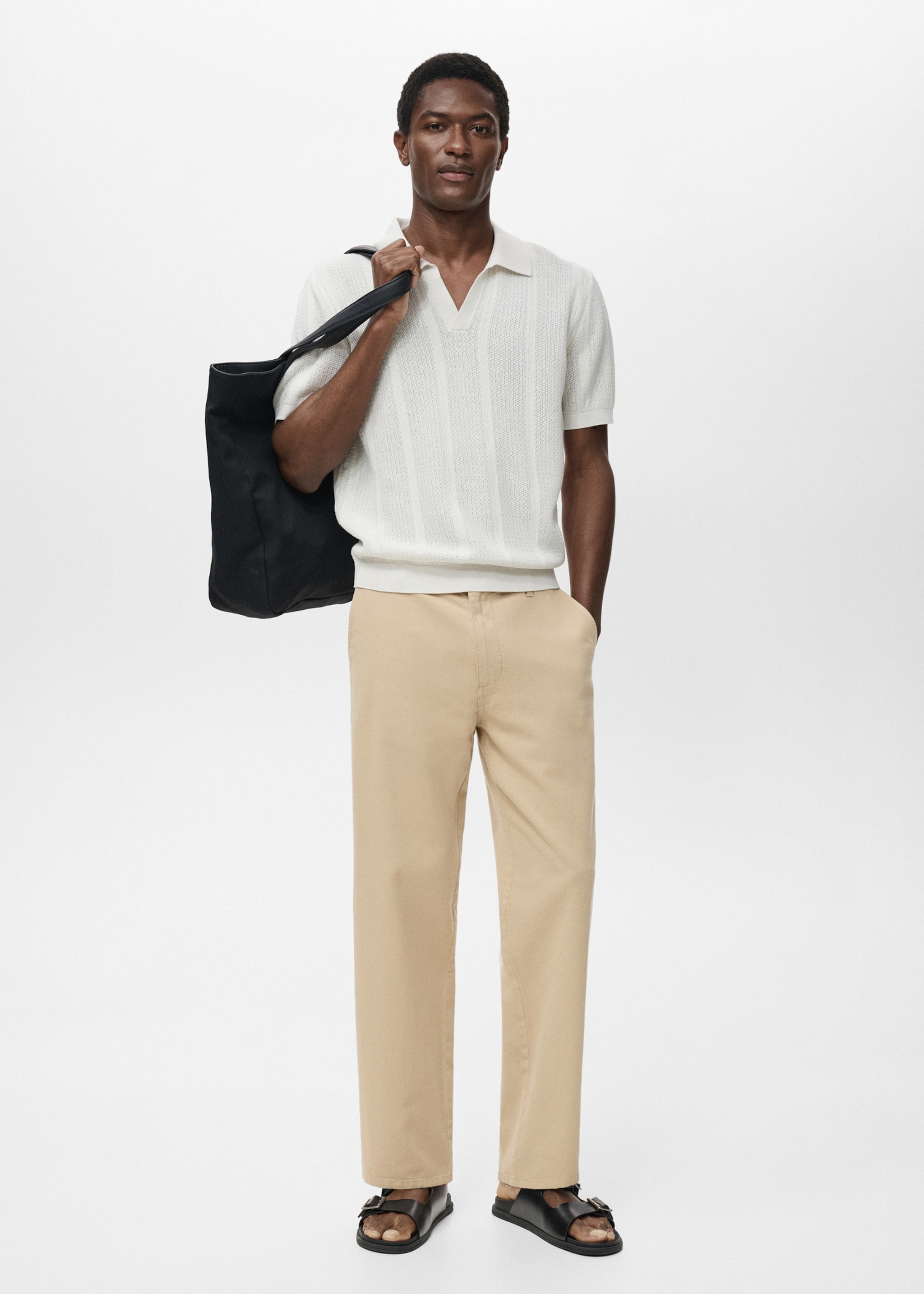 Regular-Fit-Jeans aus Baumwolle mit Leinen - Allgemeine Ansicht