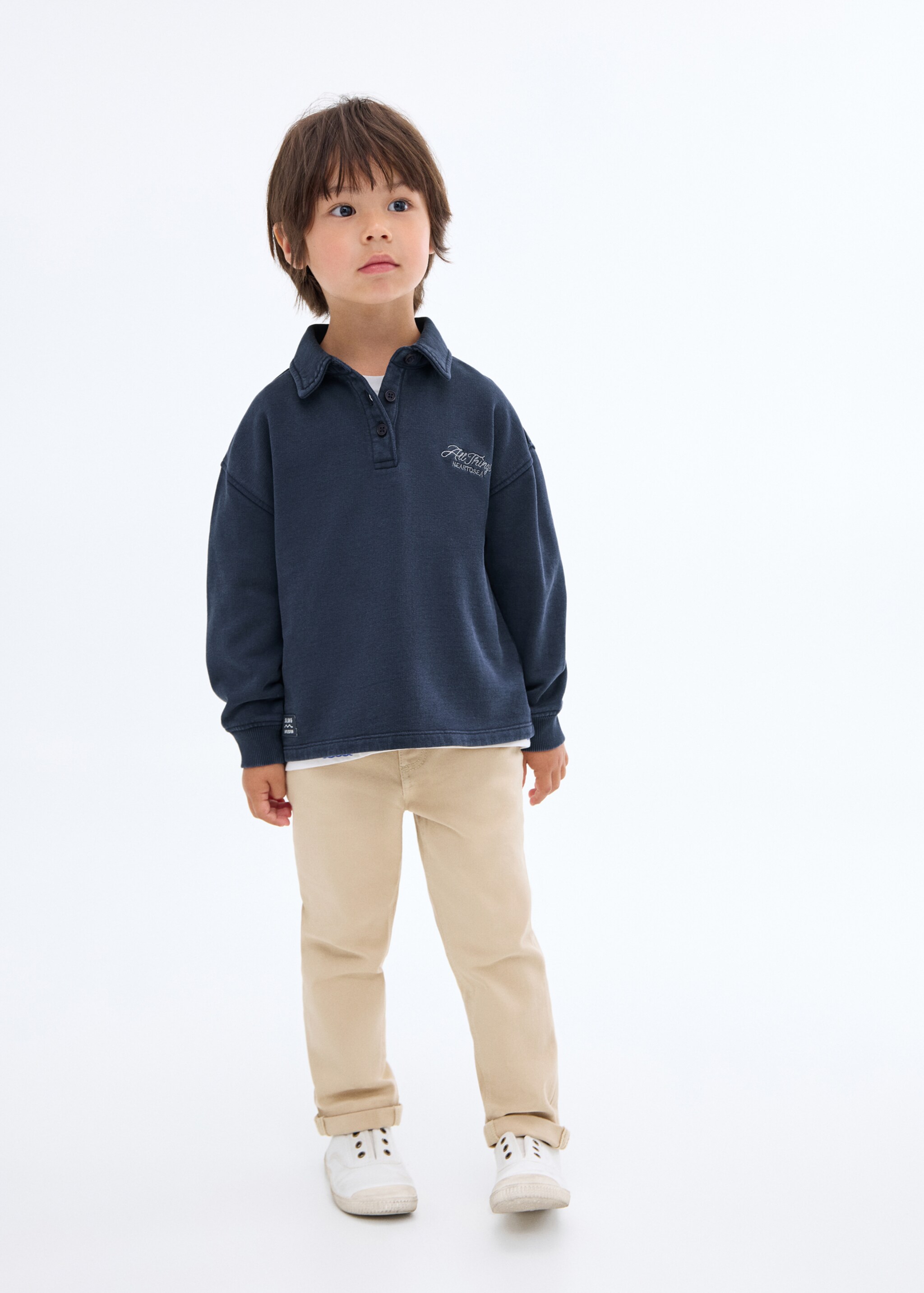 Sweatshirt mit Poloshirt-Kragen - Allgemeine Ansicht