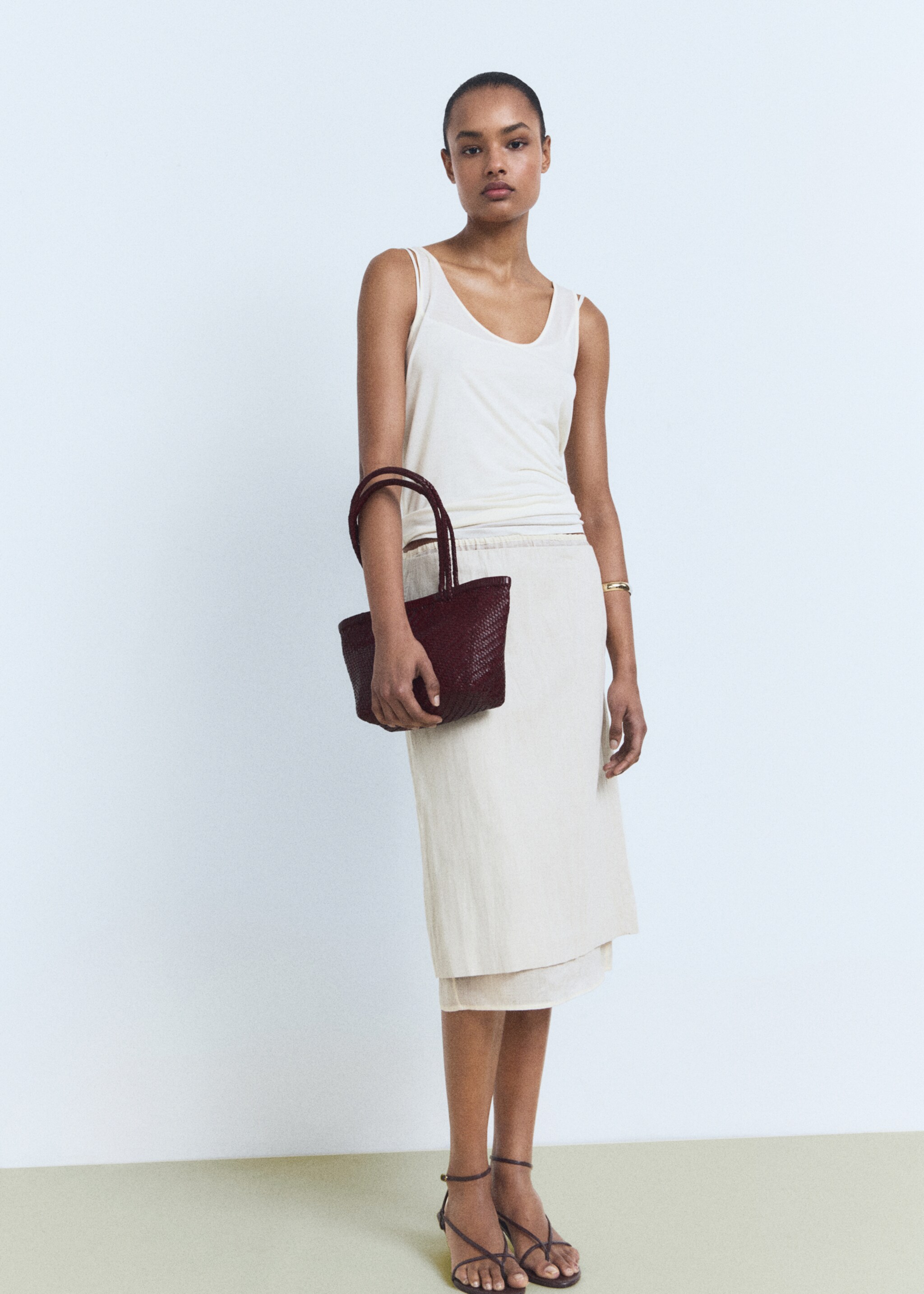 Bolso hombro piel trenzado - Plano general