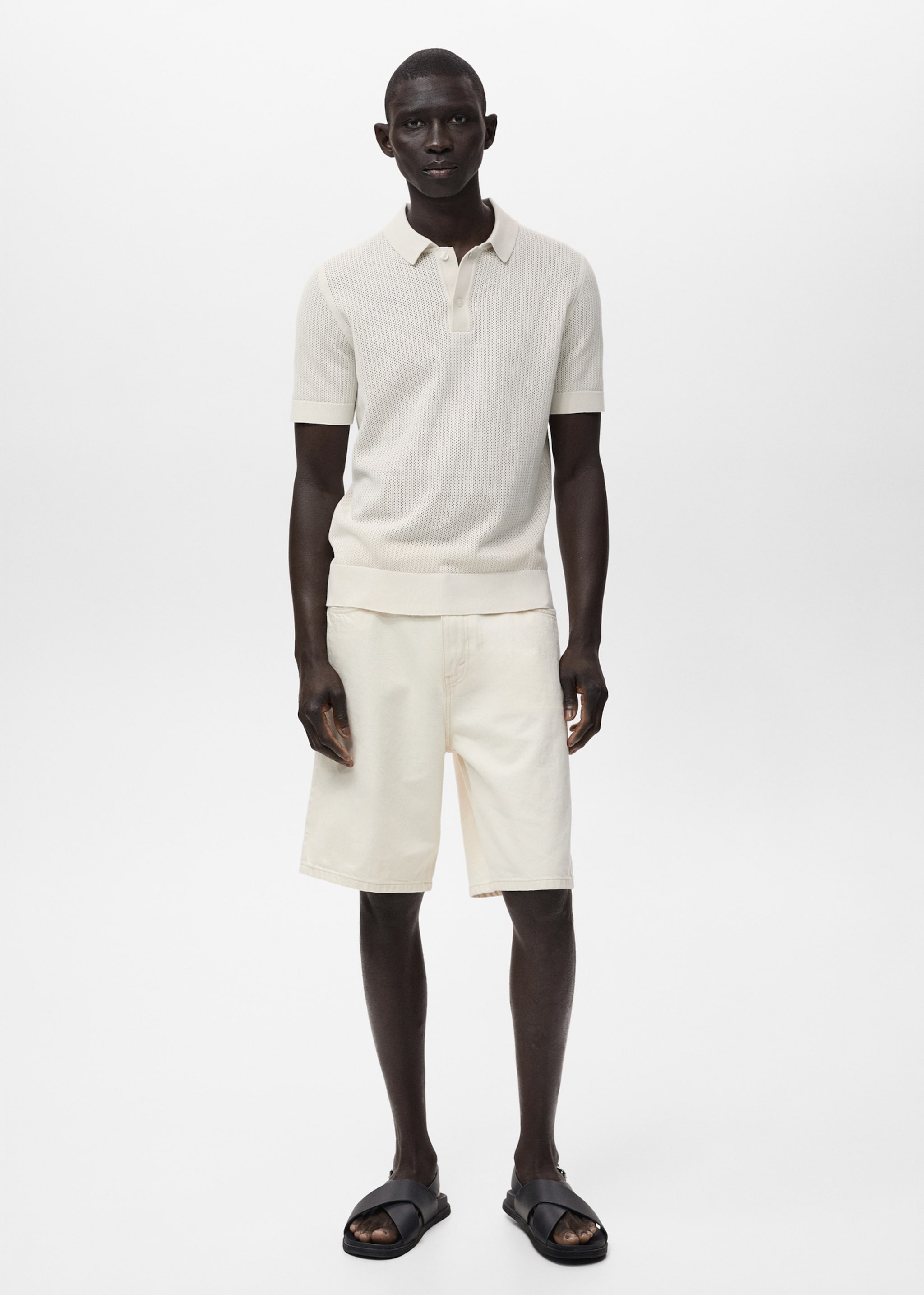 Katoenen ajour poloshirt - Overzichtstekening