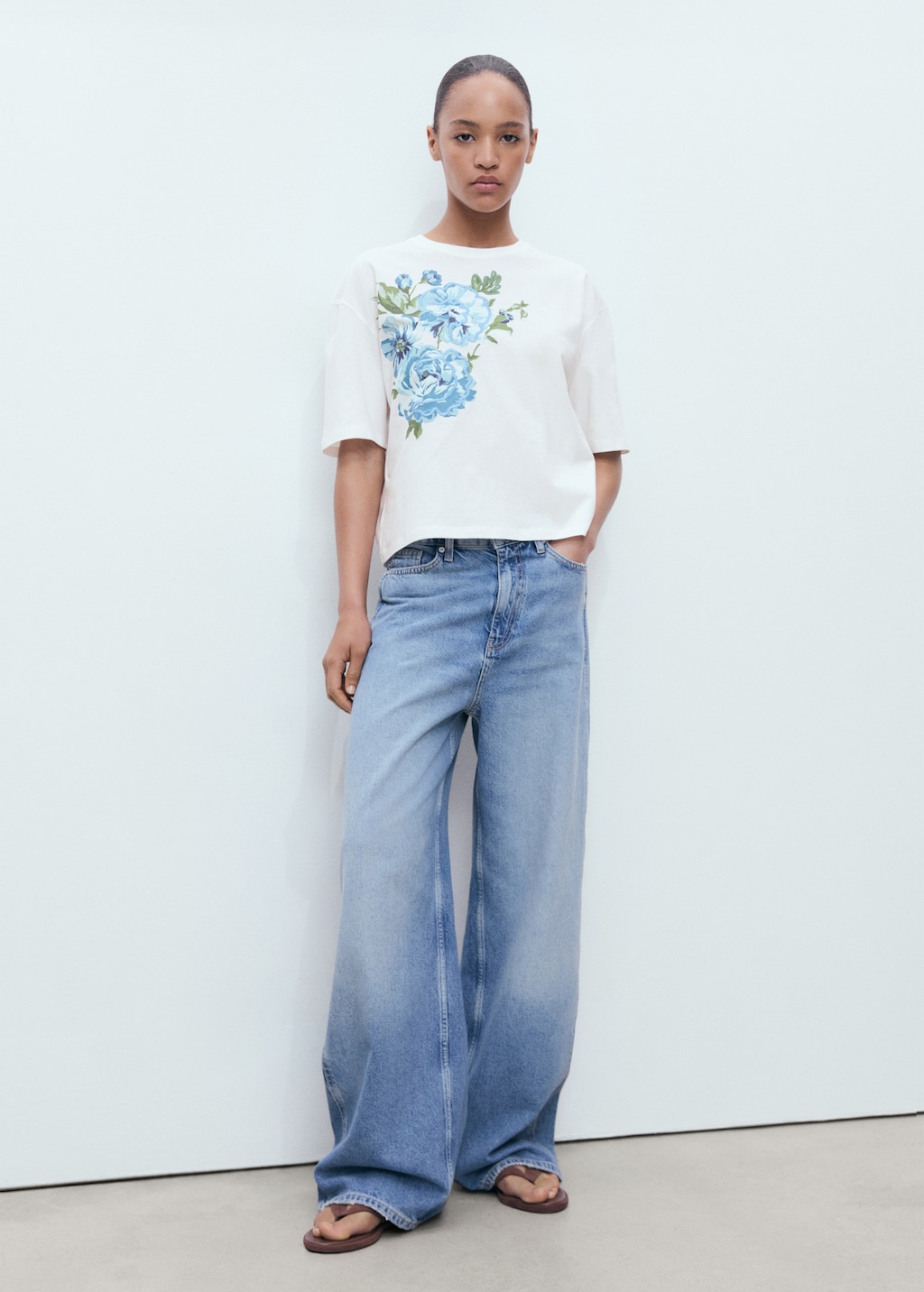 Floral-print cotton t-shirt