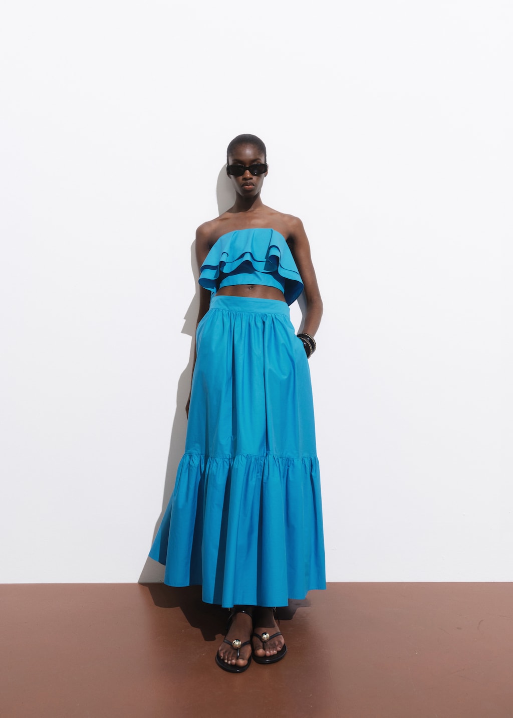 Mango Long cotton A-line skirt