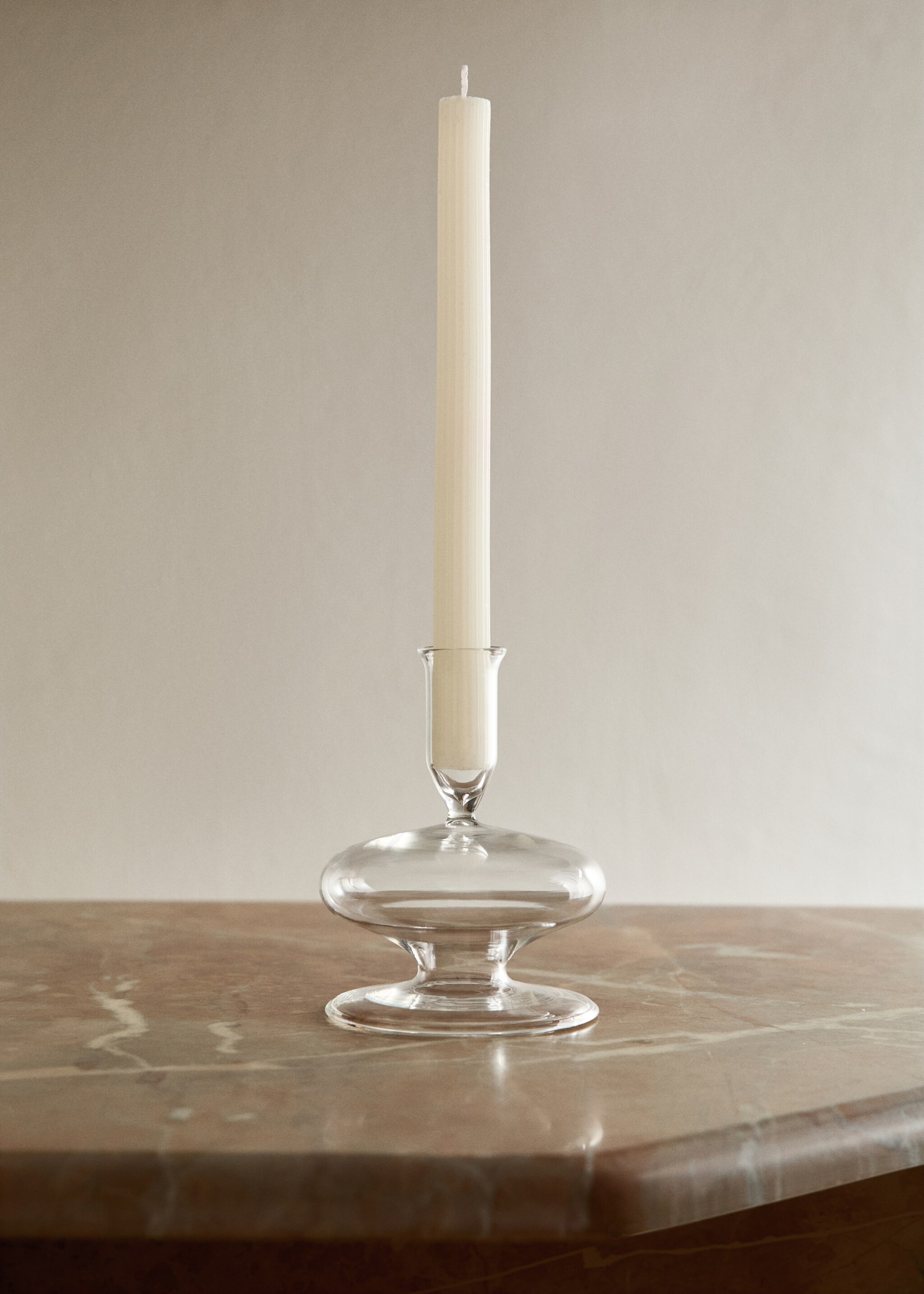 Low wave borosilicate candleholder - Plano geral