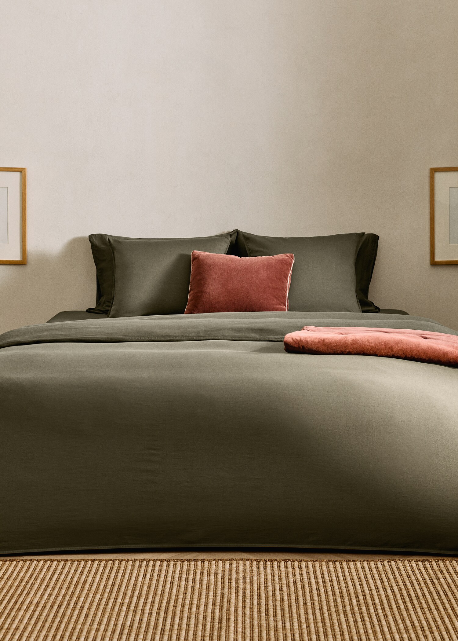 Washed satin cotton duvet cover with double stitching Single bed - General plane