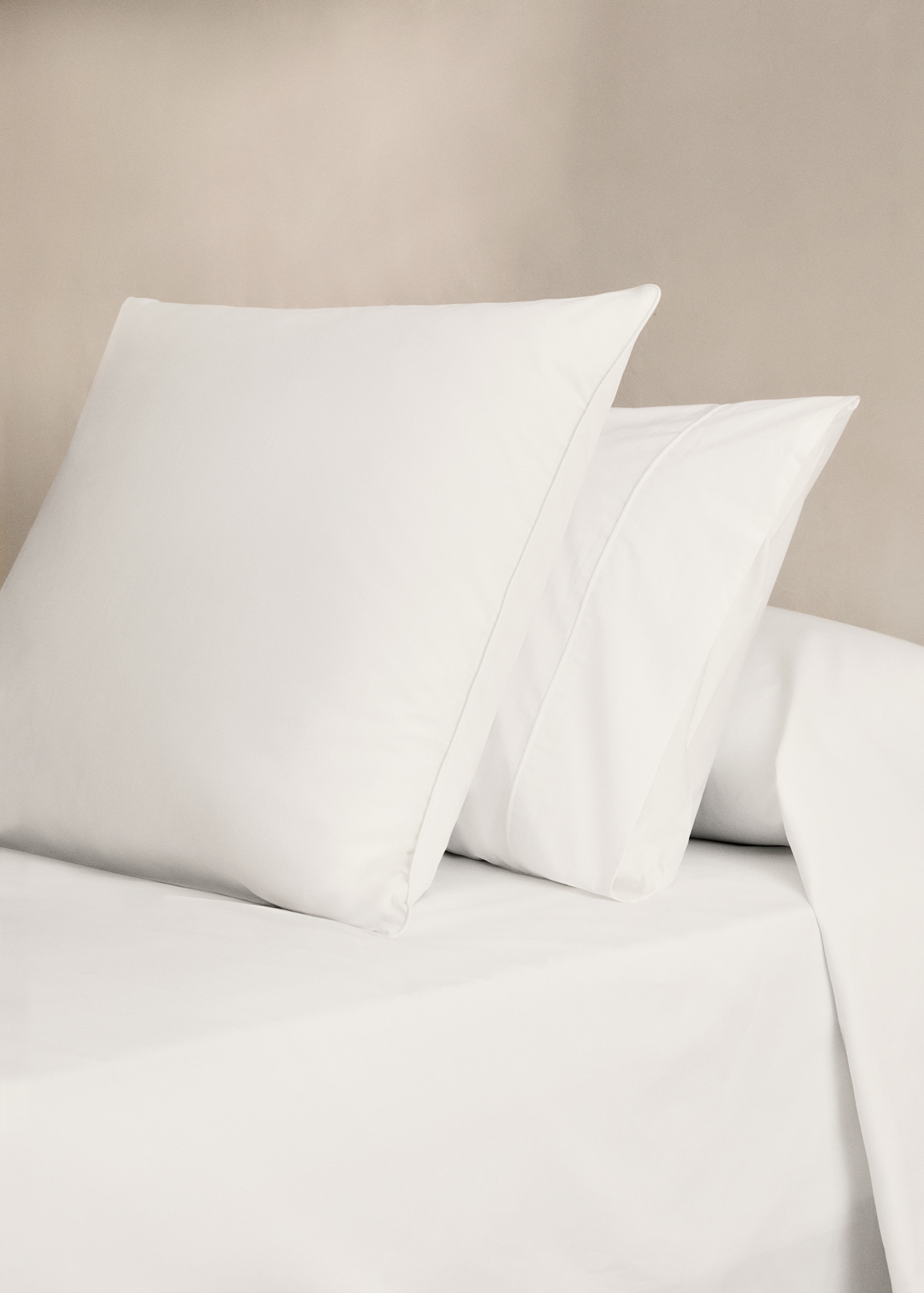 Dos fundas almohada algodón percal 500 hilos detalle vivo redondeado 50x75 cm - Plano general