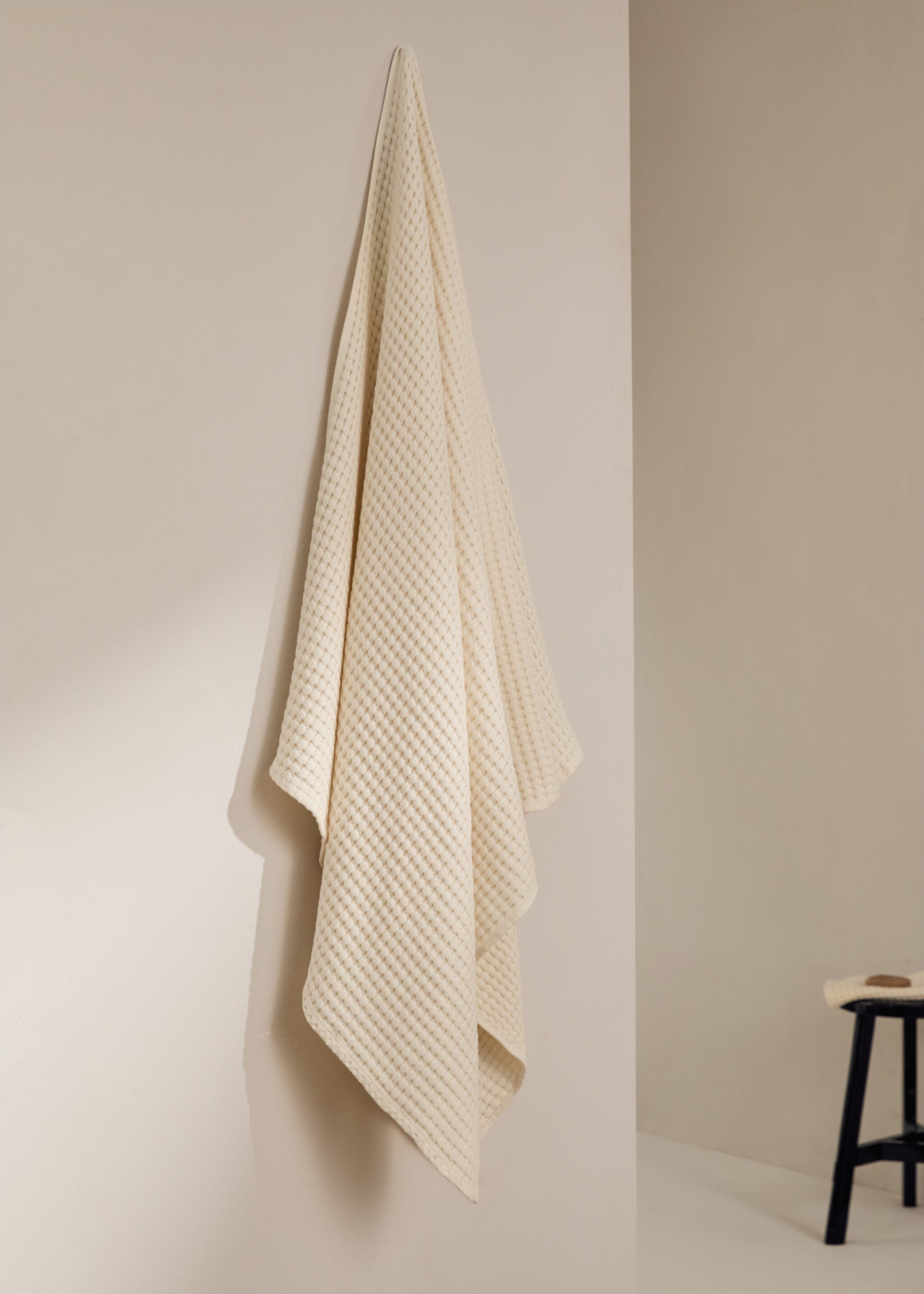 Cotton waffle bath towel - General plane, Vanilla. Ref: 17031587-00.