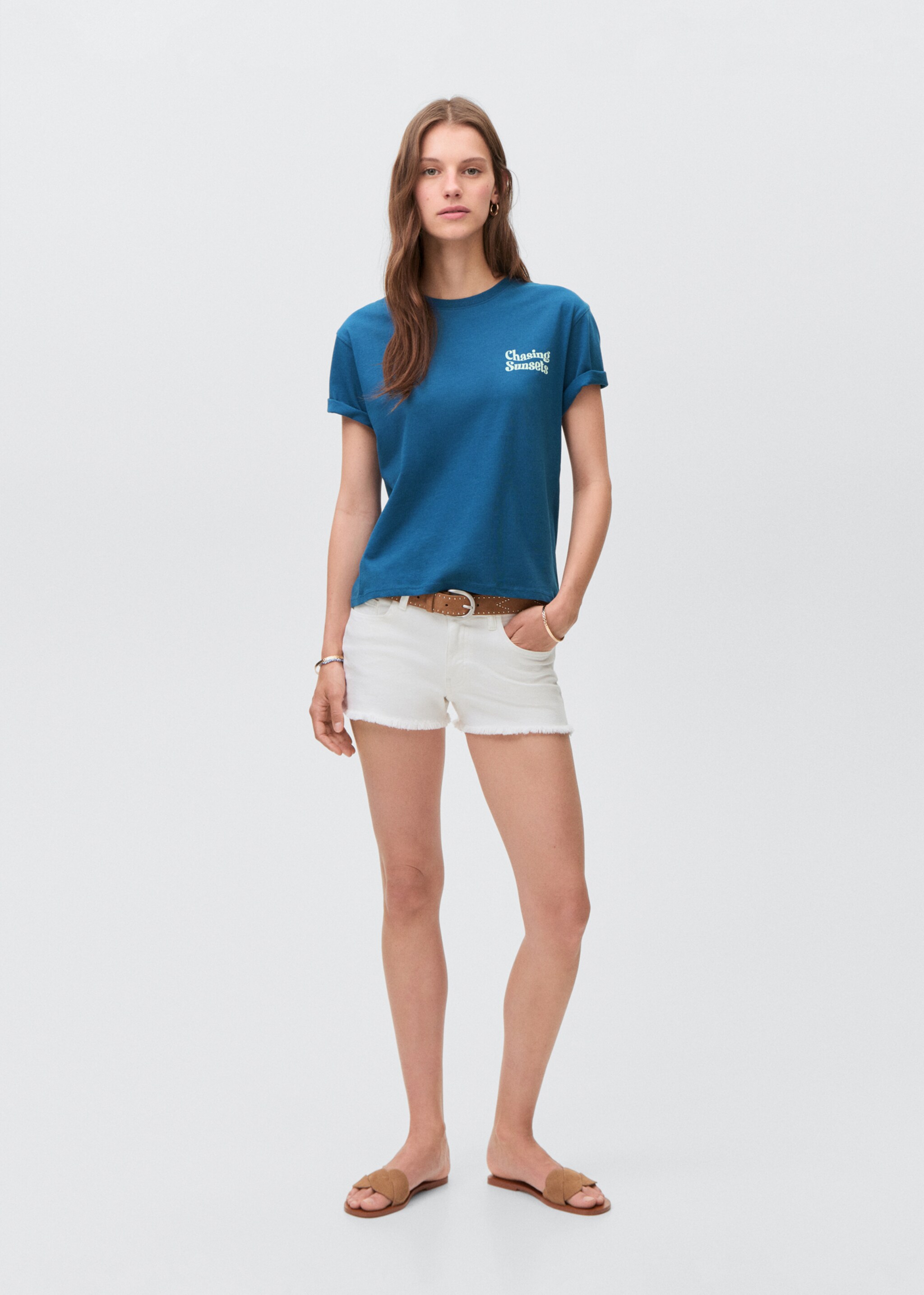 T-shirt algodão estampada - Plano geral