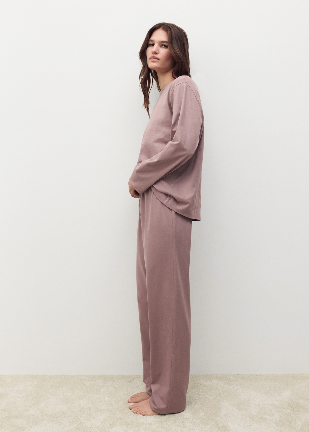 Two-piece plain cotton pajamas