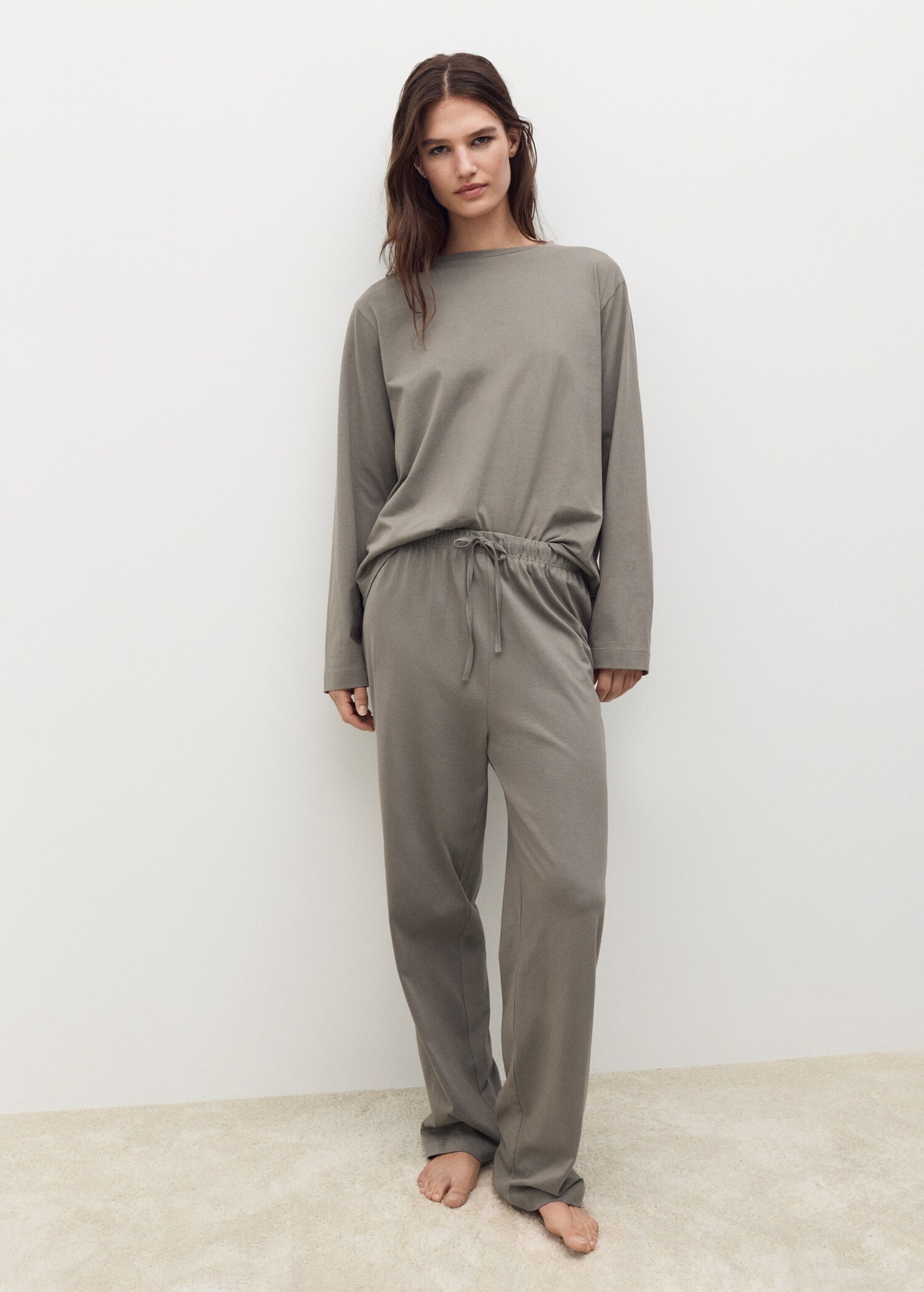 Two-piece plain cotton pajamas - General plane