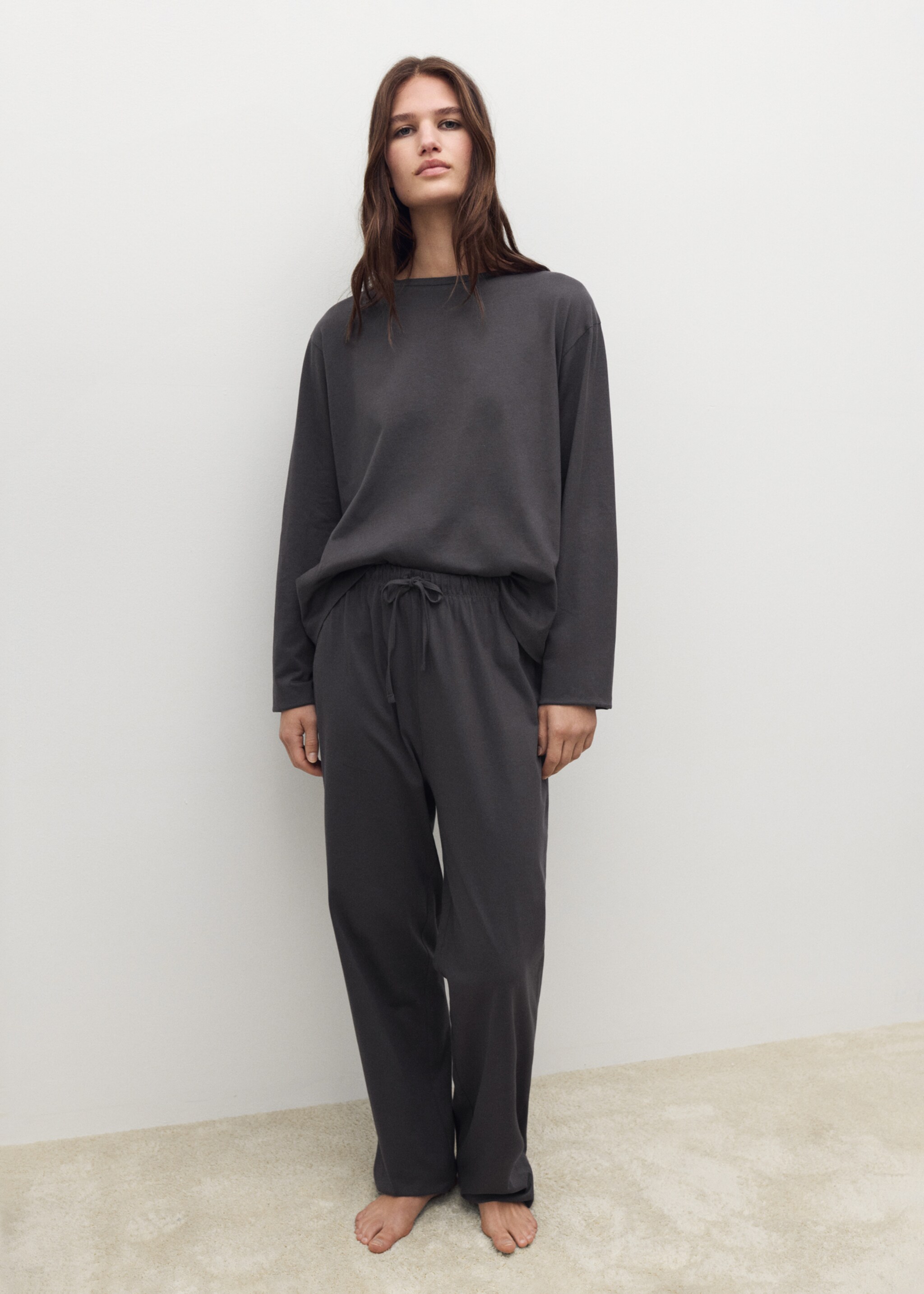 Two-piece plain cotton pajamas - General plane