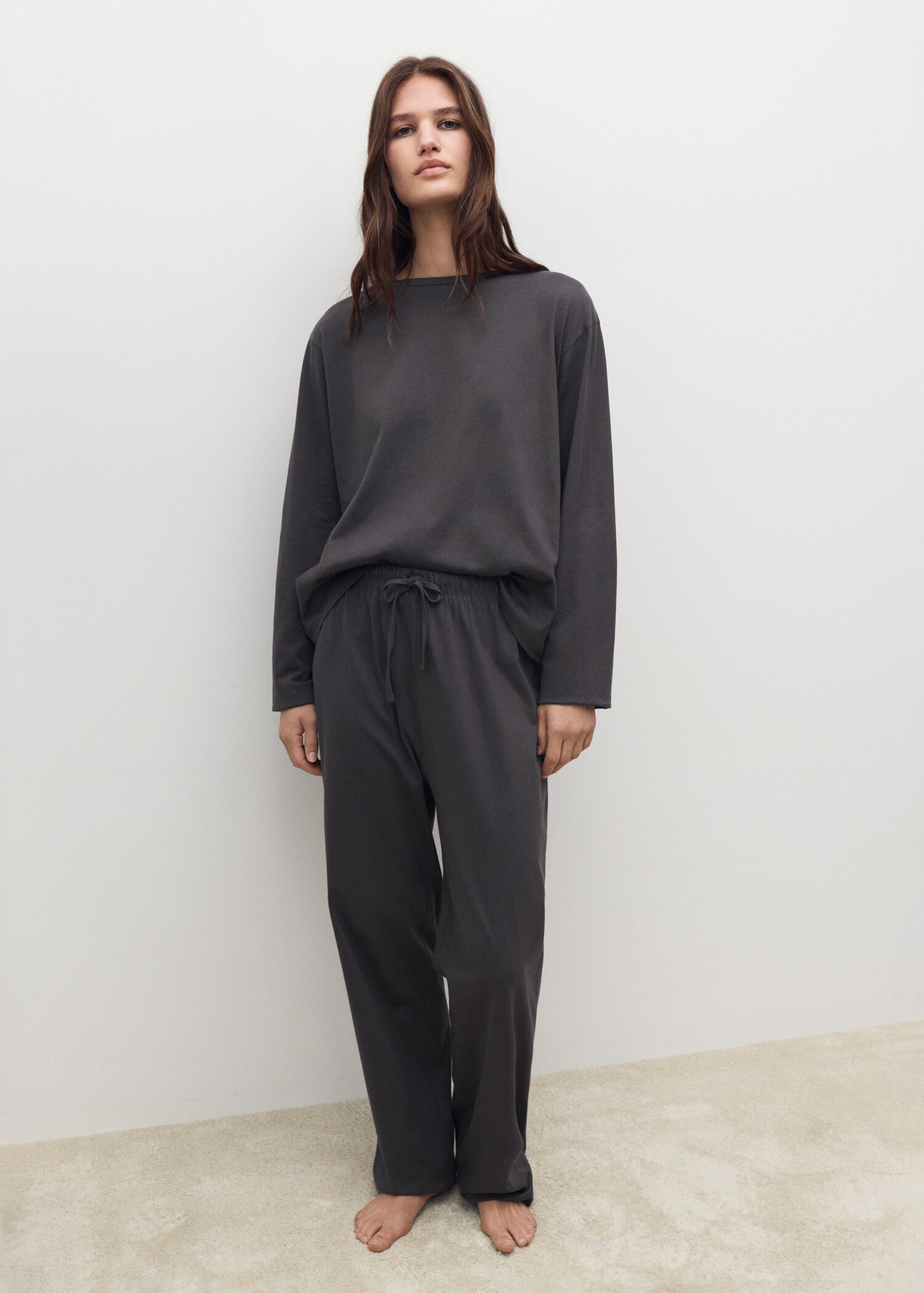 Two-piece plain cotton pajamas - General plane
