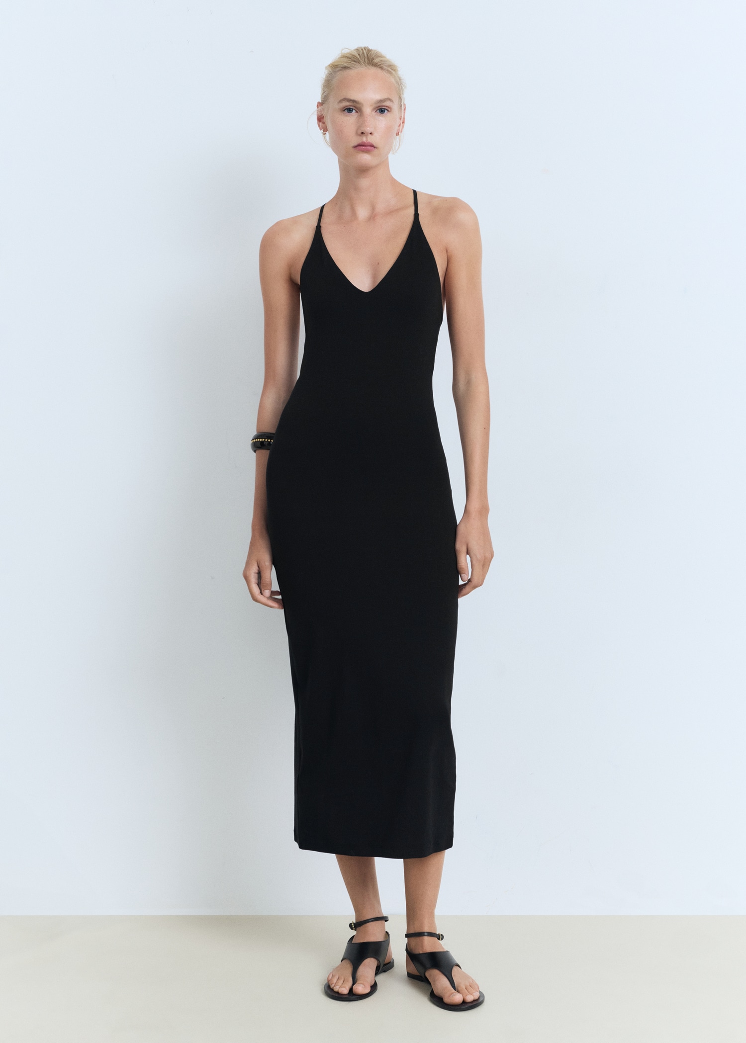 Midi-dress with back neckline - General plane