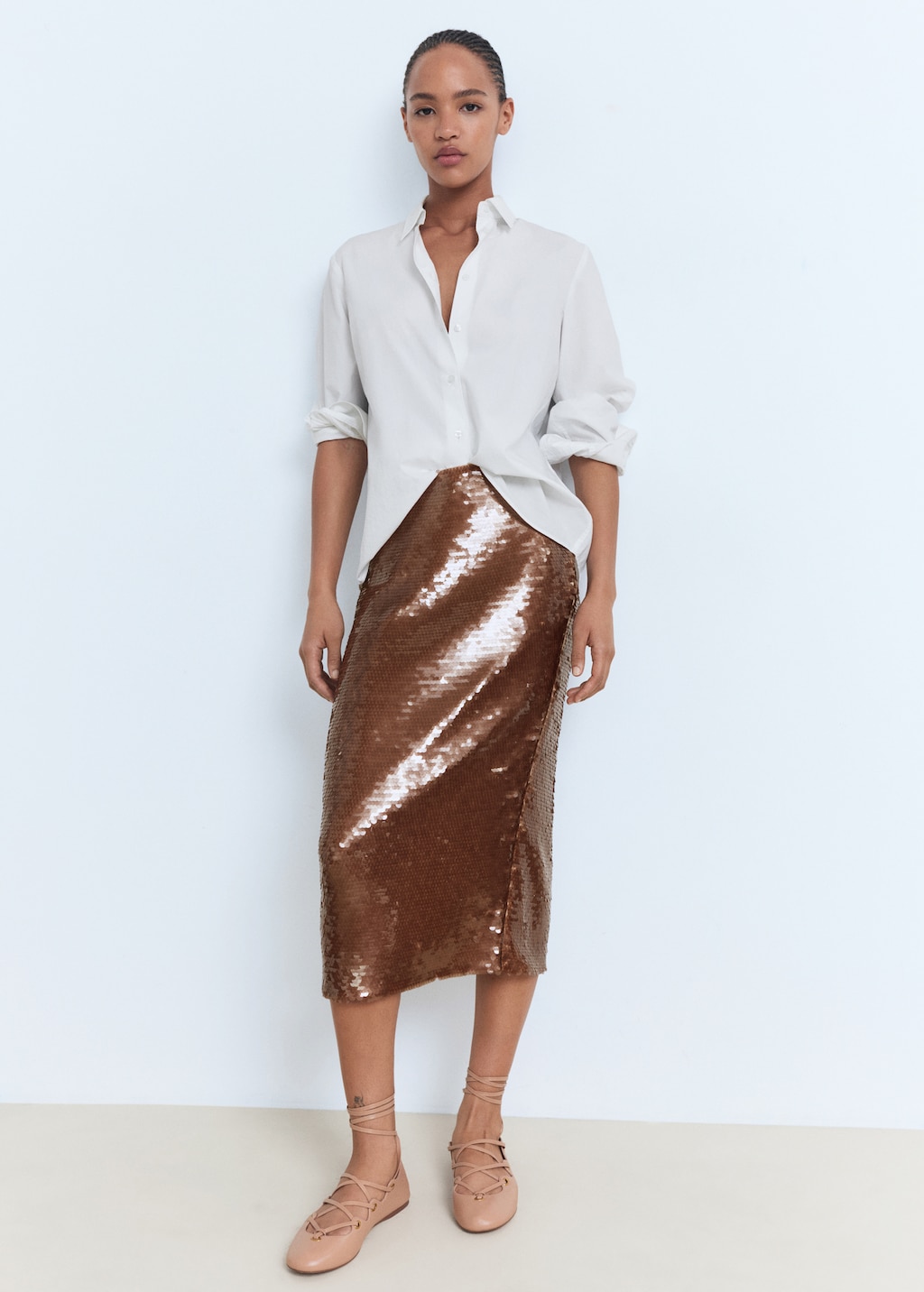 Sequinned midi-skirt