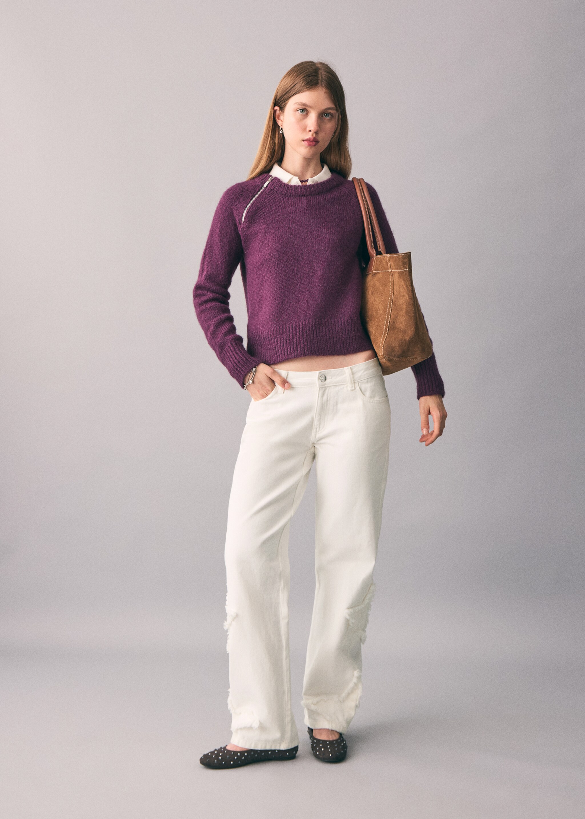 Straight-leg jeans with star embroidery - General plane, Off White. Ref: 17032913-00.
