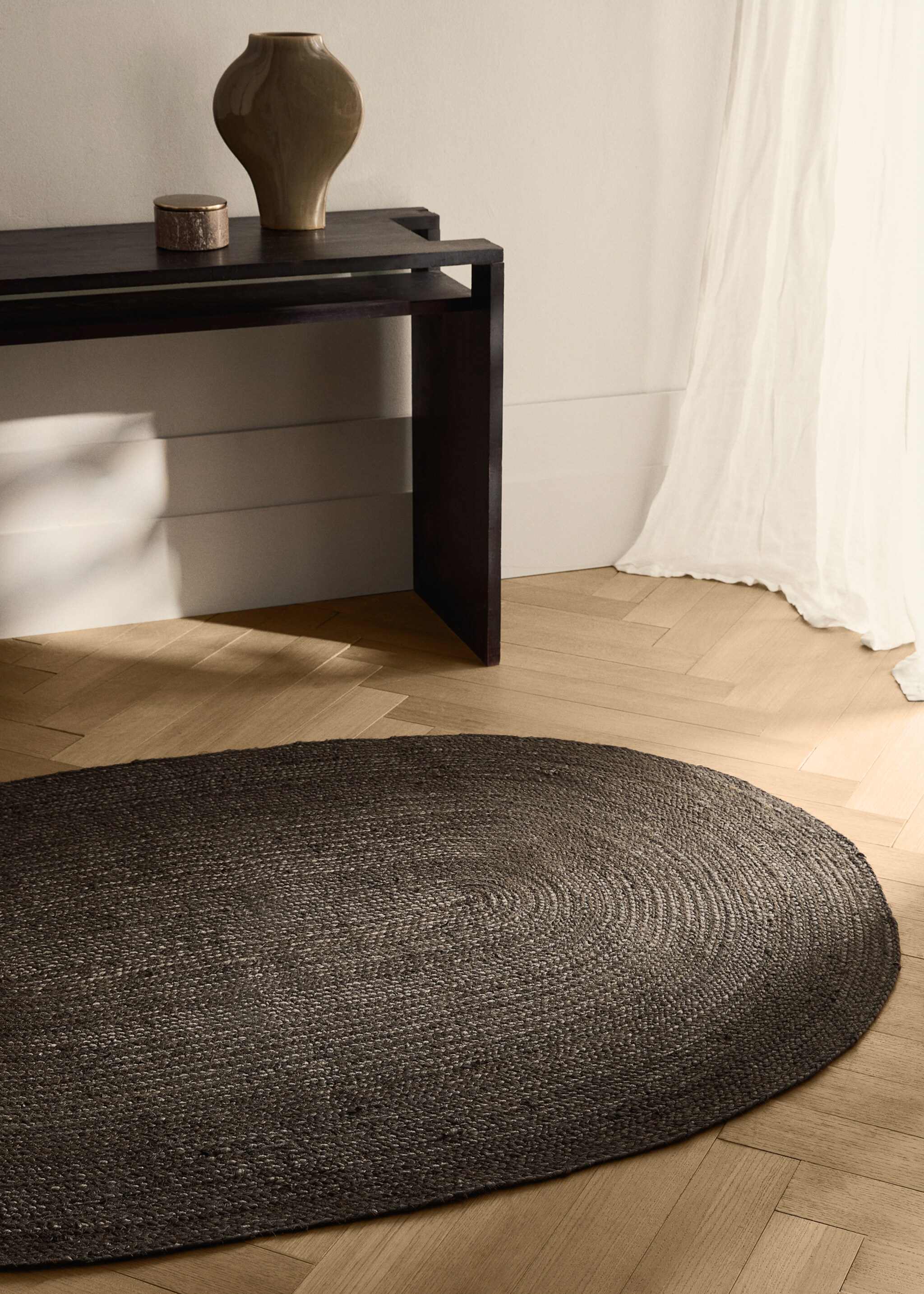 Килим з пряжі з джуту - Загальний план, Коричневий. Ref: 17033332-00.