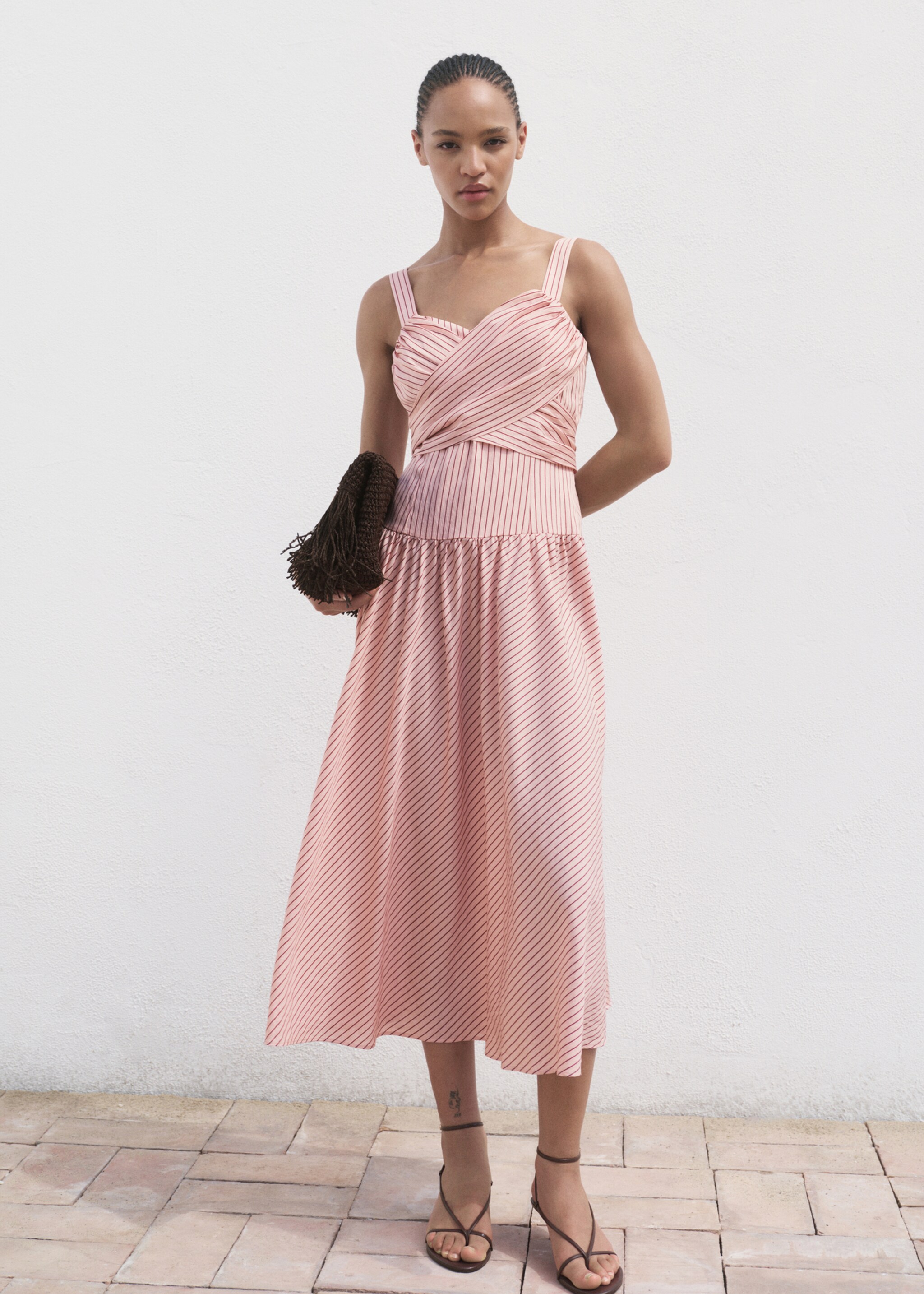 Striped wrap dress - General plane, Pink. Ref: 17034094-00.