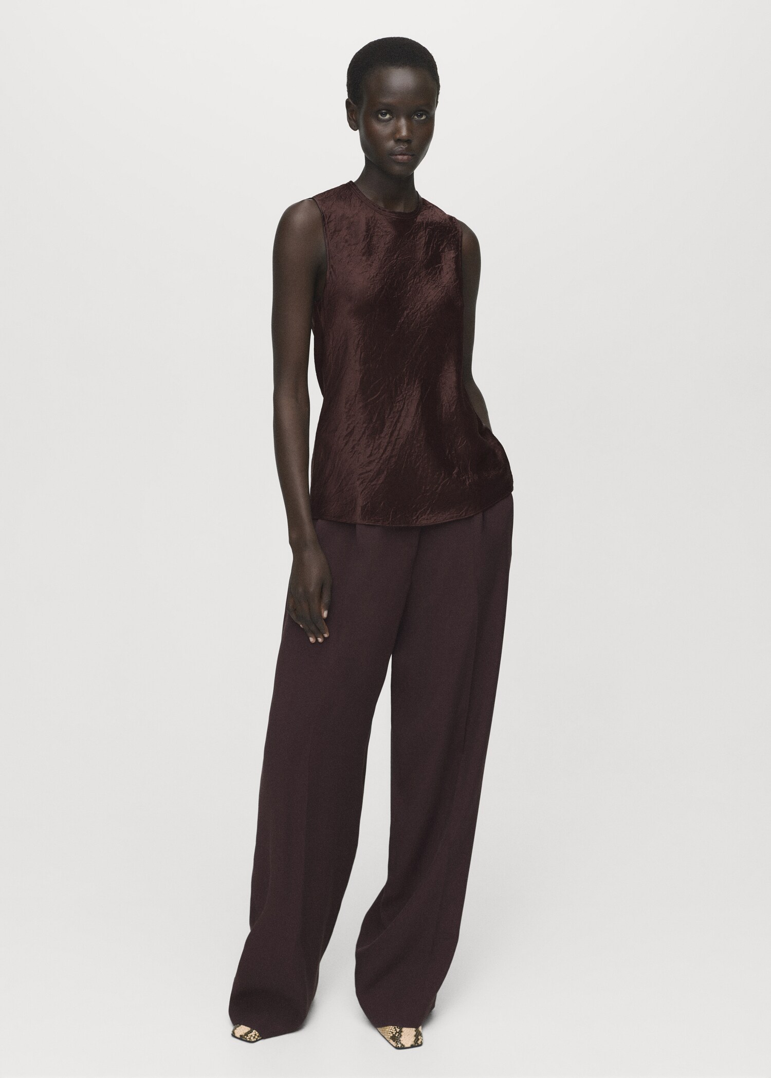 Crinkle-effect satin blouse - General plane