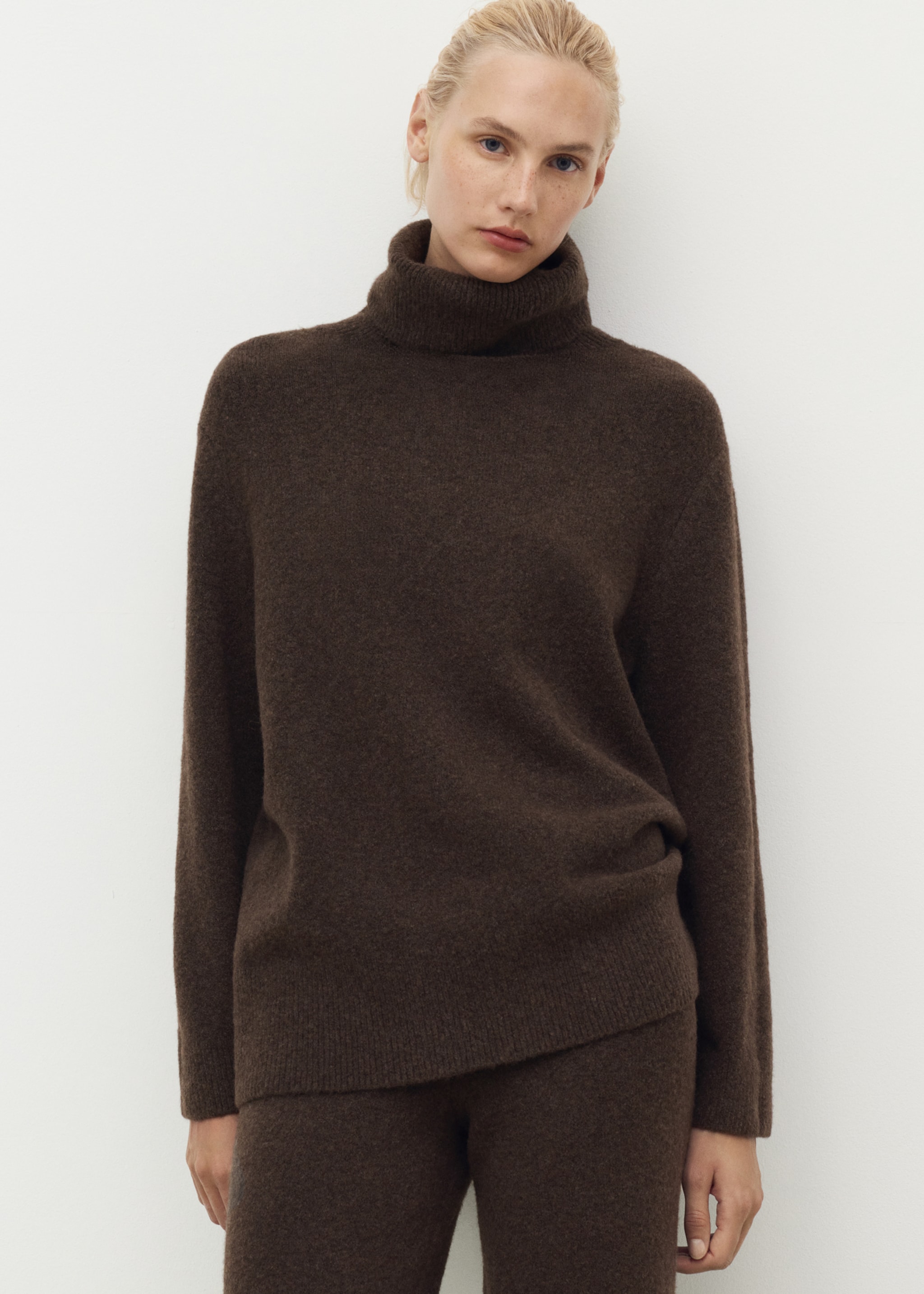 Turtleneck knit sweater - General plane, Chocolate. Ref: 17034101-00.