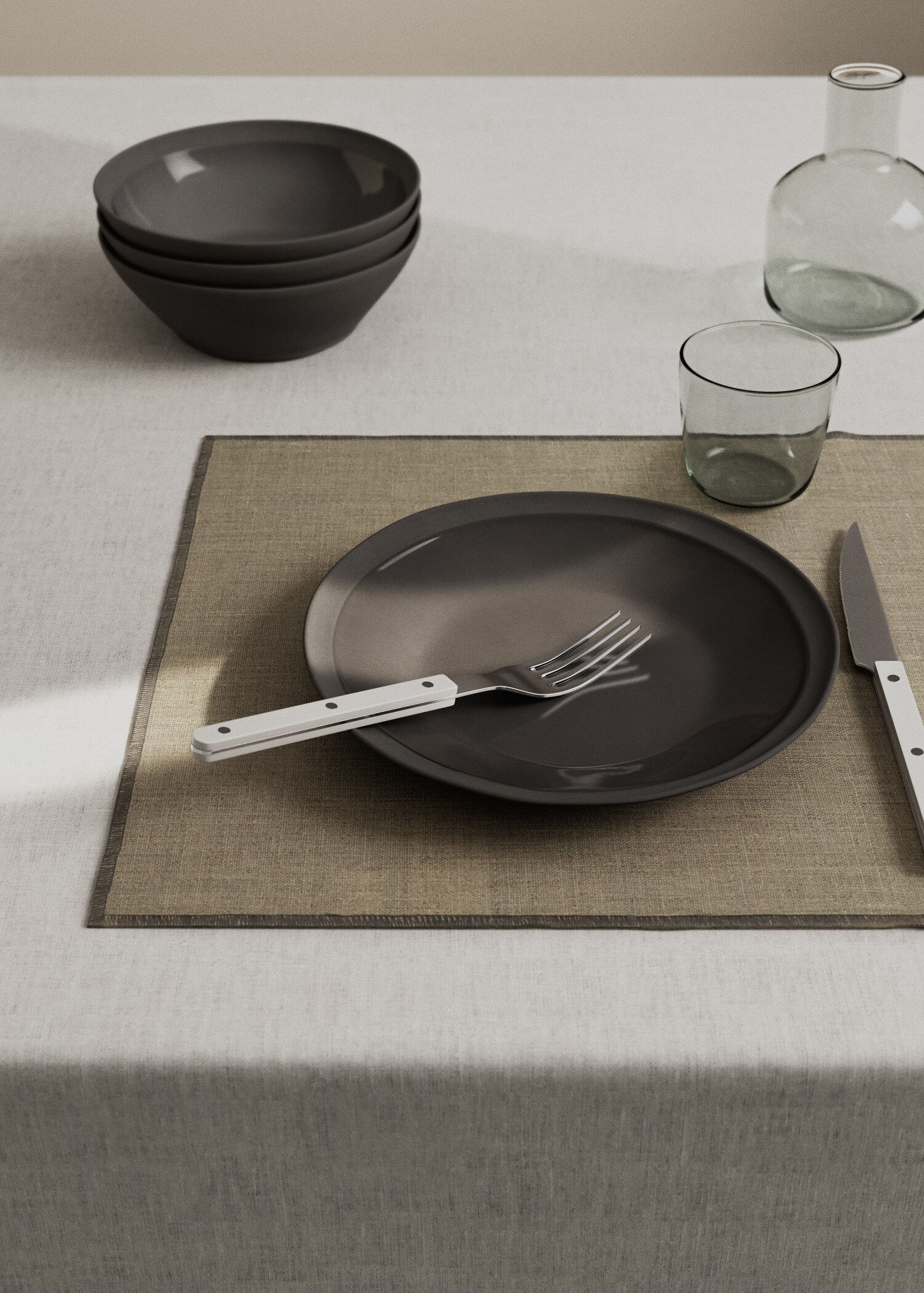Linen tablecloth resinated linen overlock contrast - General plane