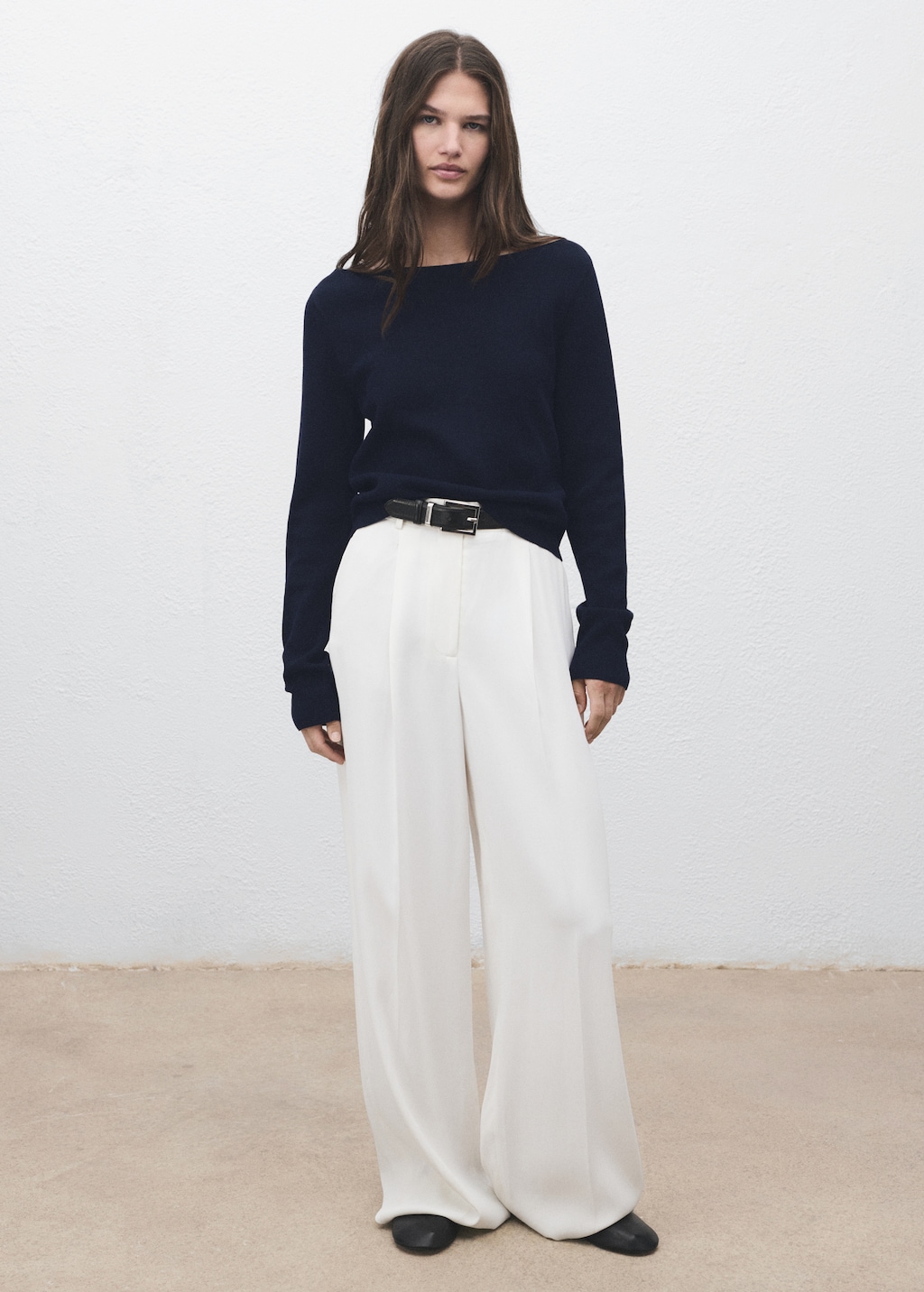 Fine-knit boat-neck sweater