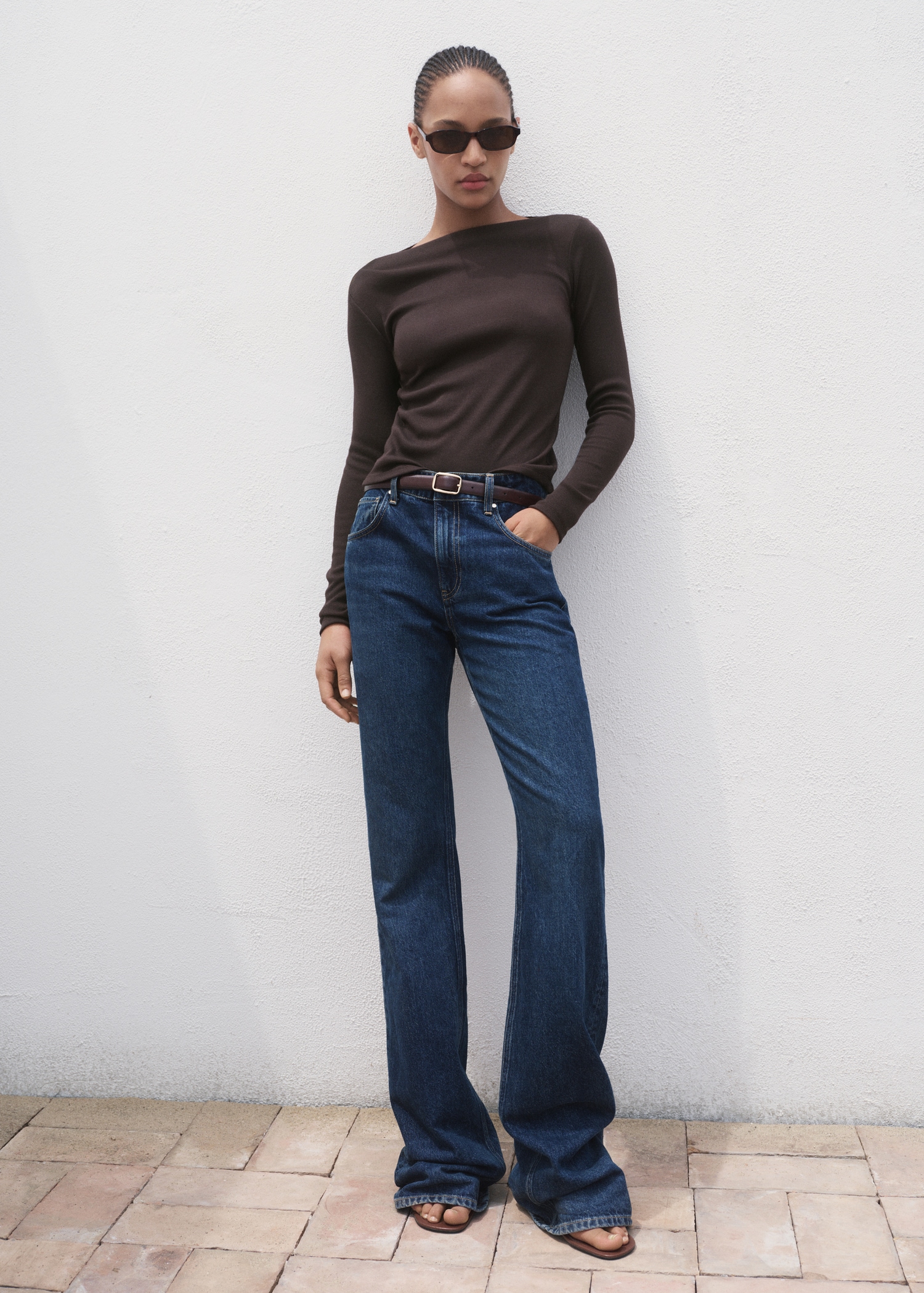 Long-sleeved boat-neck t-shirt - Women | MANGO USA