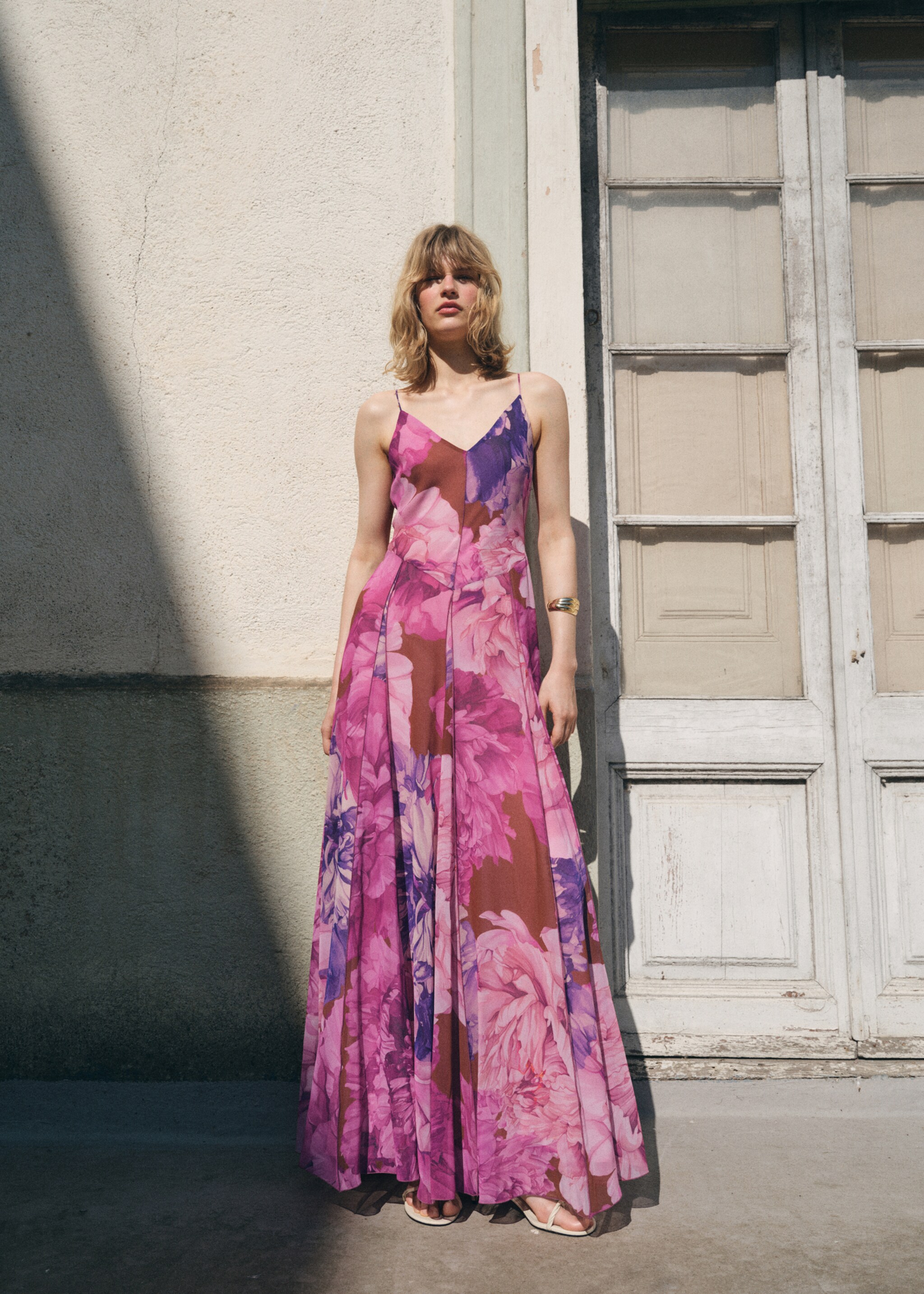 Floral-print flared dress - General plane, Purple. Ref: 17034146-00.
