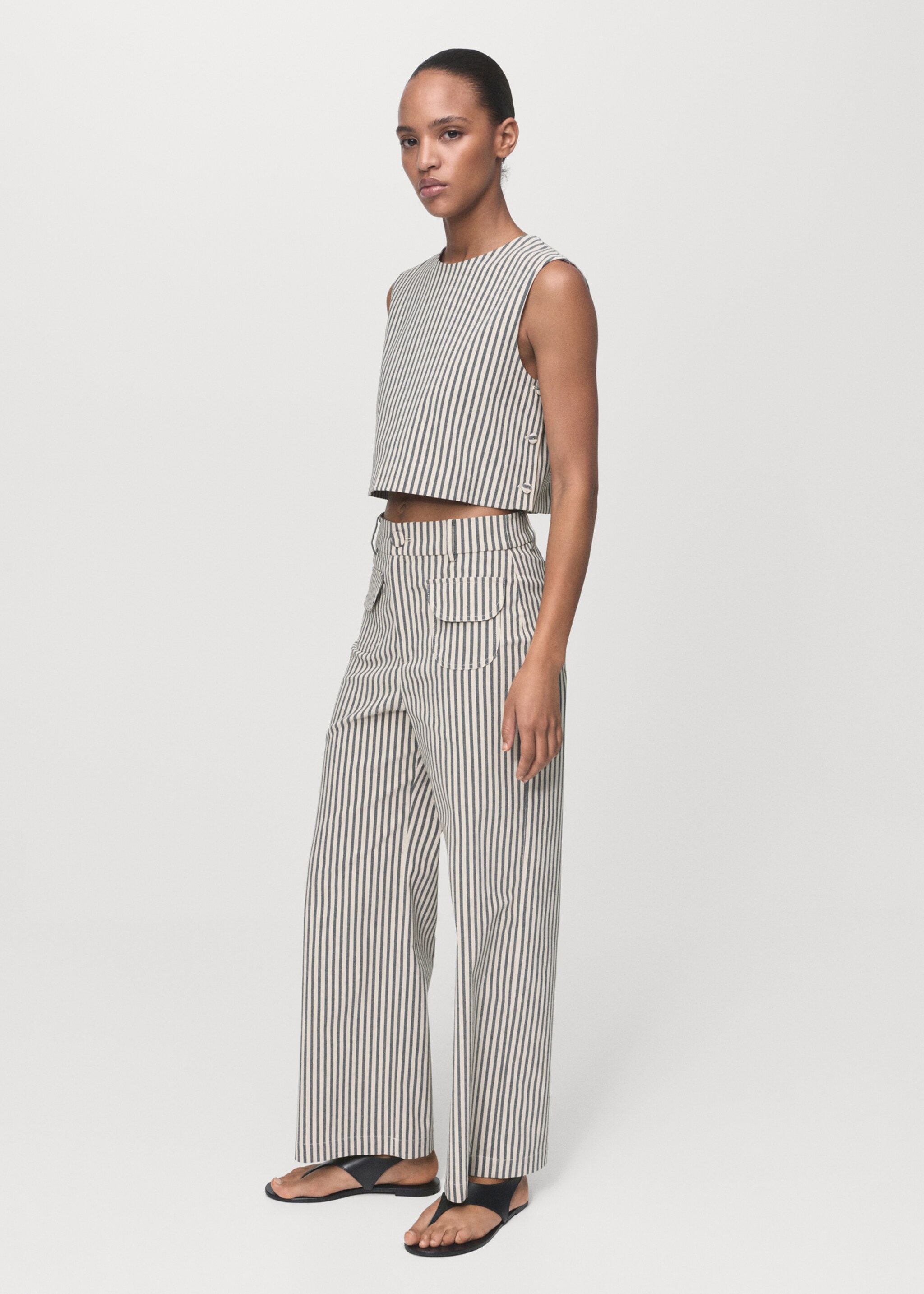 Top rayas botones - Plano general, Crudo. Ref: 17034149-00.