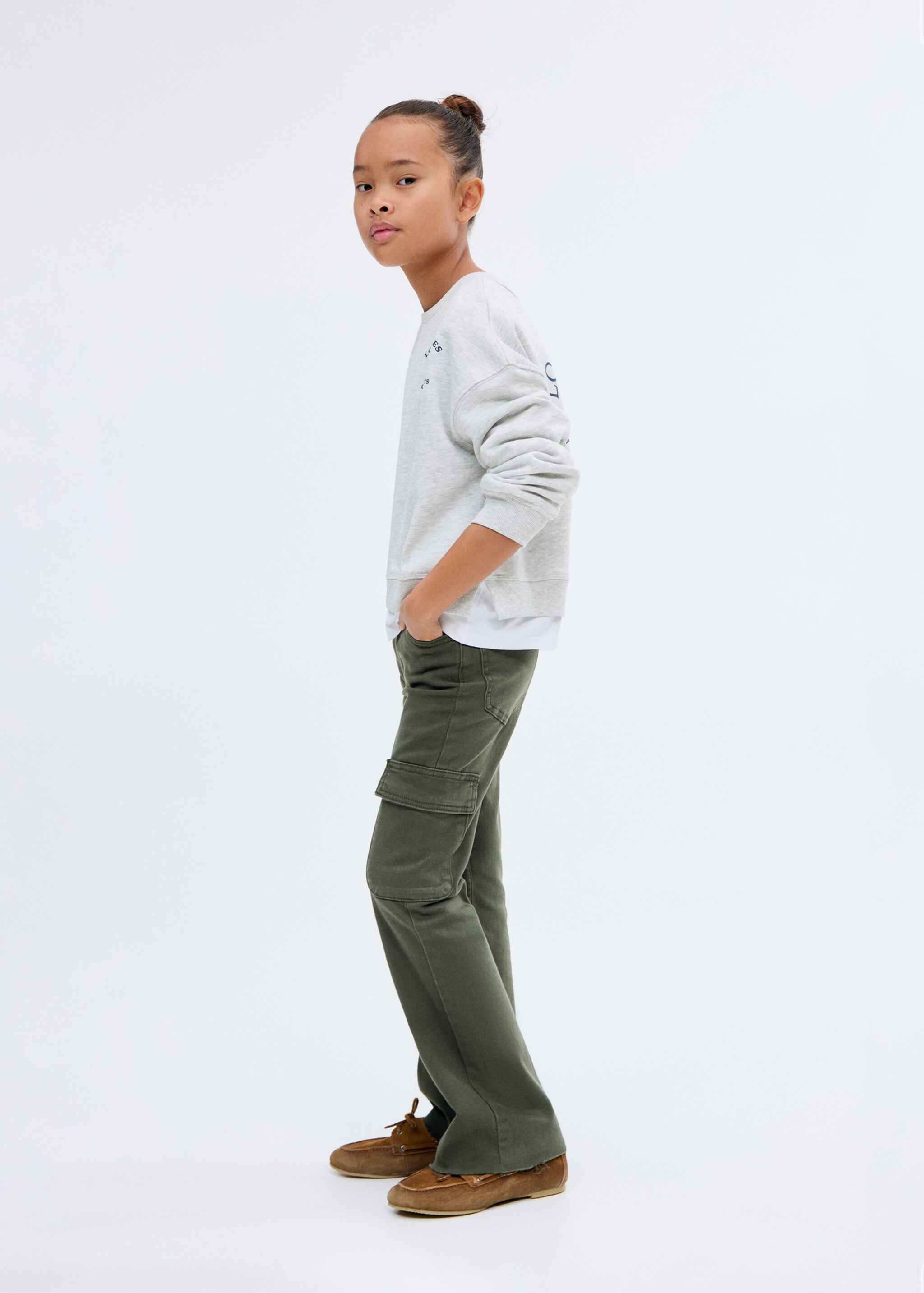 Flared cargo jeans - General plane, Forest Green. Ref: 17034412-00.