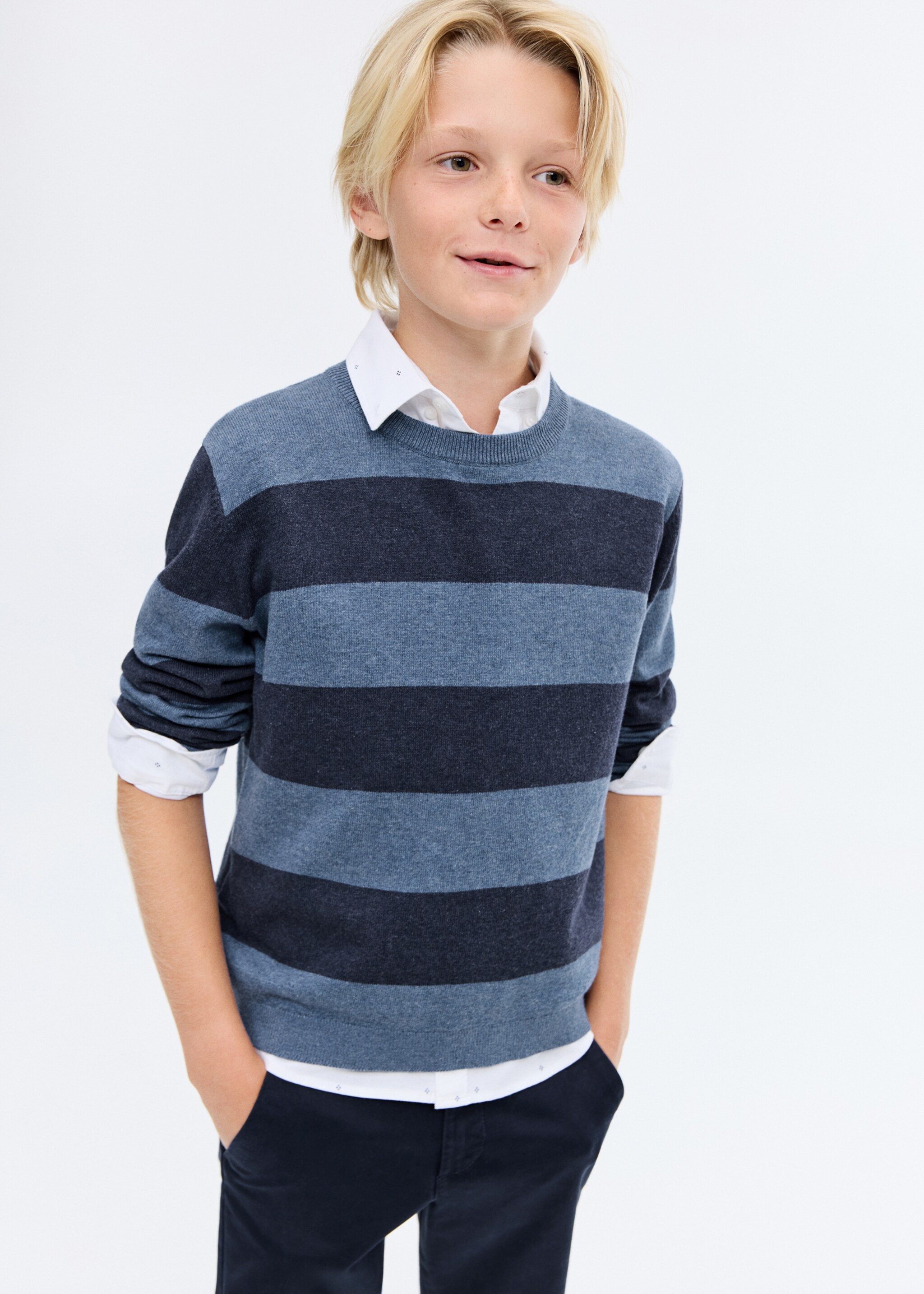 Knit striped sweater - General plane, Blue. Ref: 17034416-00.