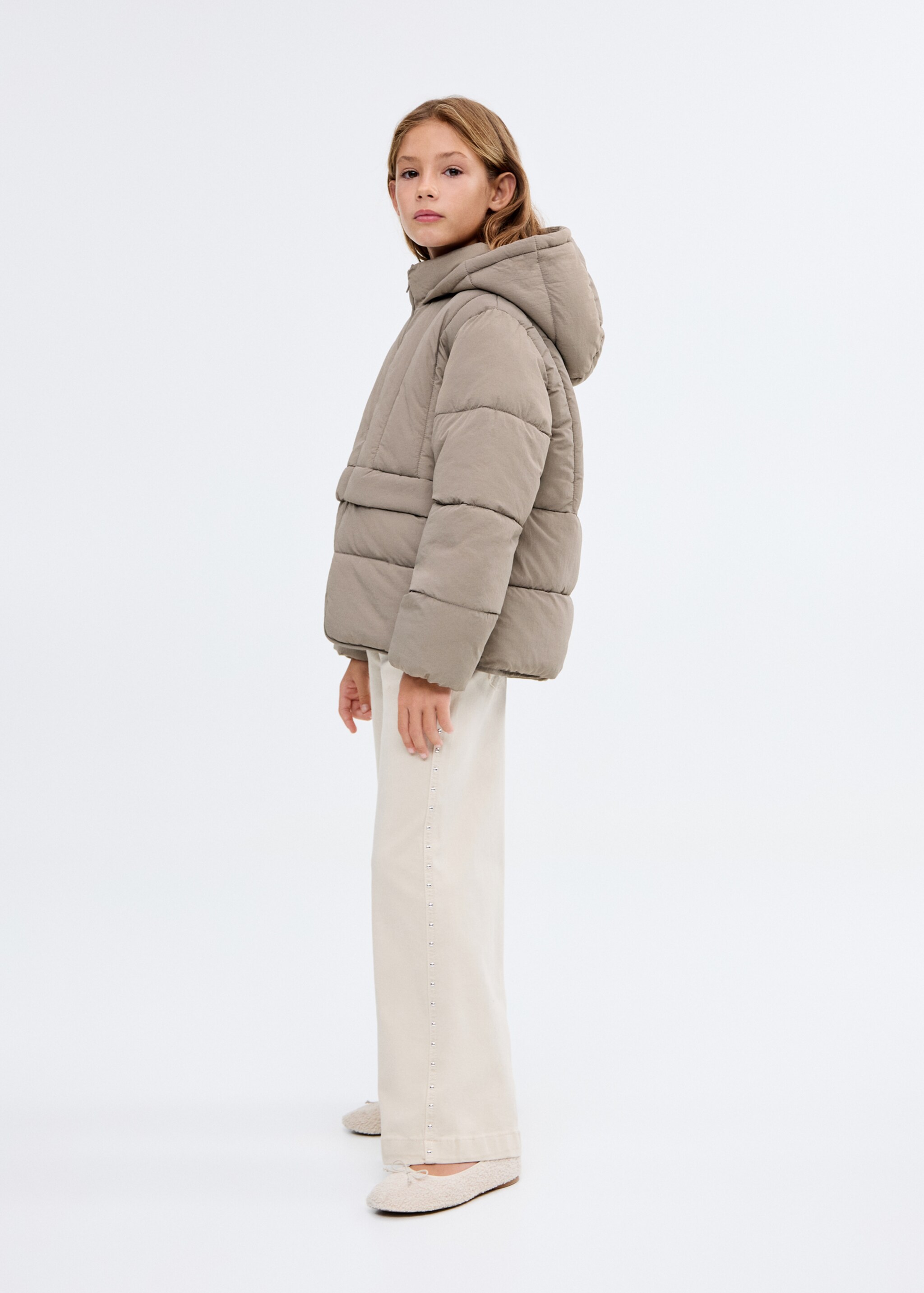 Hood quilted coat - General plane, Brown. Ref: 17034774-00.