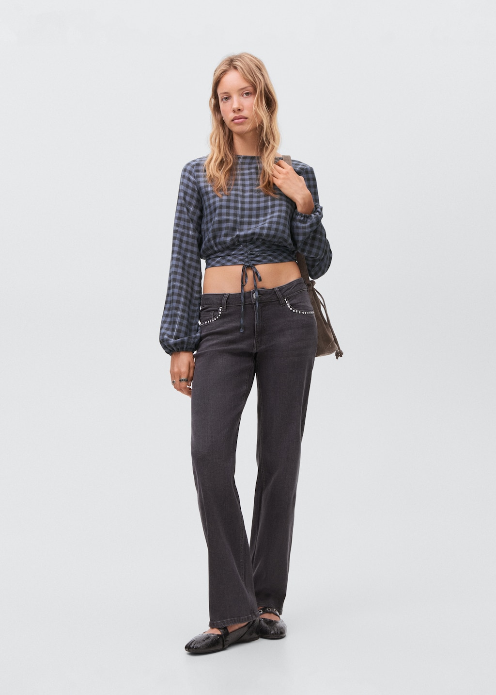 Check blouse with lurex detail