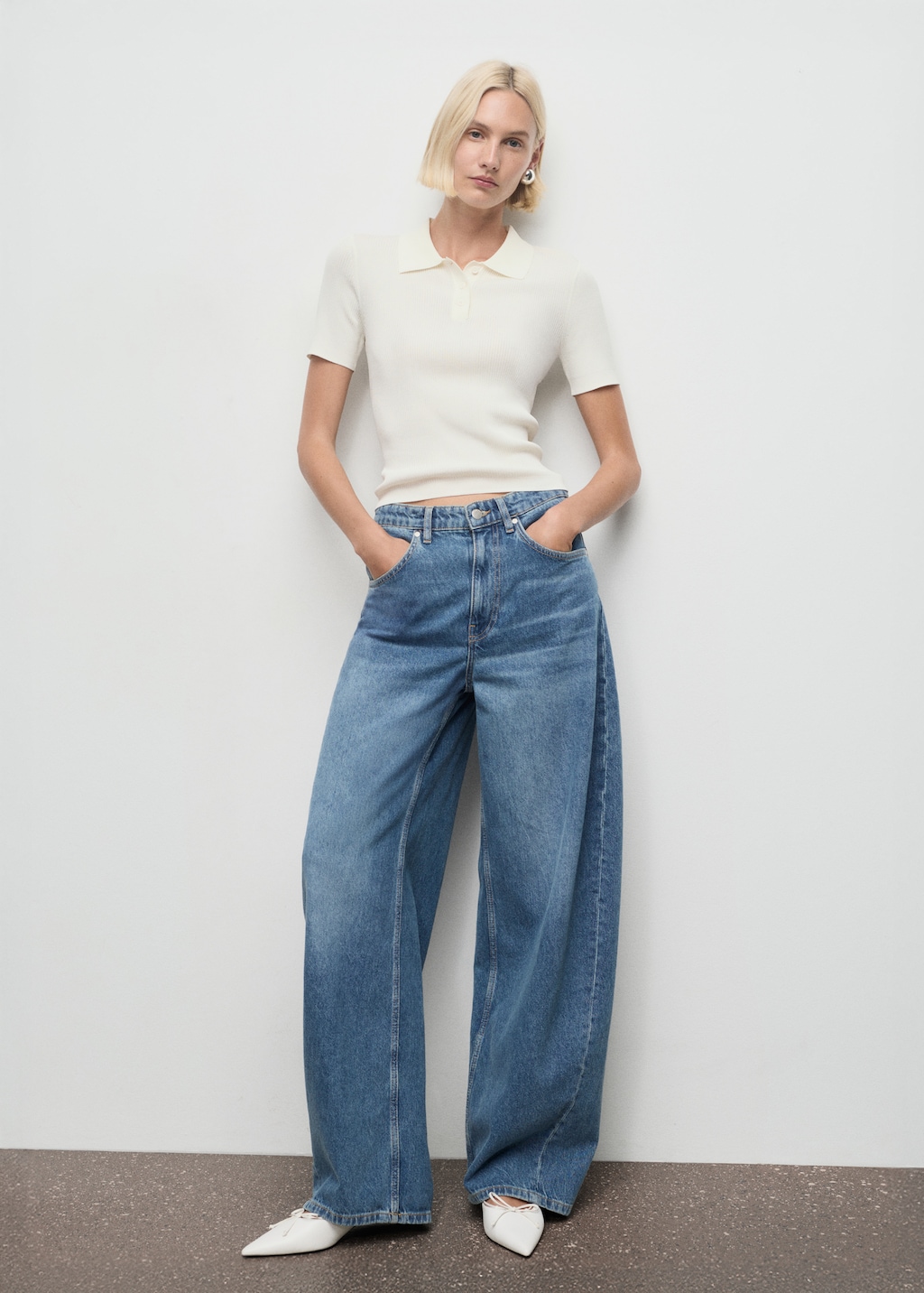 Mid-rise balloon jeans