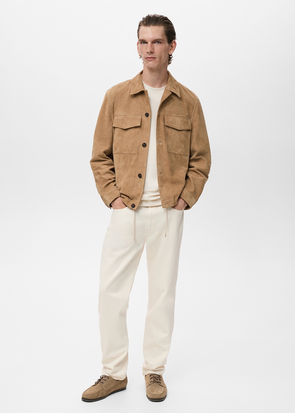 kuru Kurtka 100% skóra zamszowa z kieszeniami - Mężczyzna | MANGO