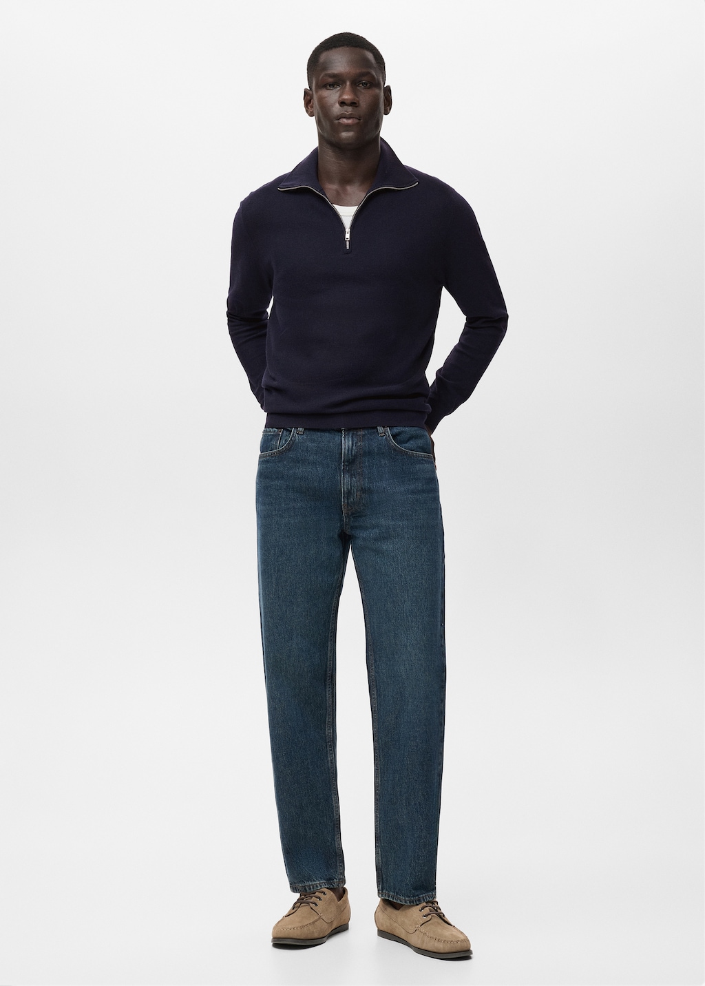 Microstructure sweater with zipper collar - Men | MANGO Netherlands
