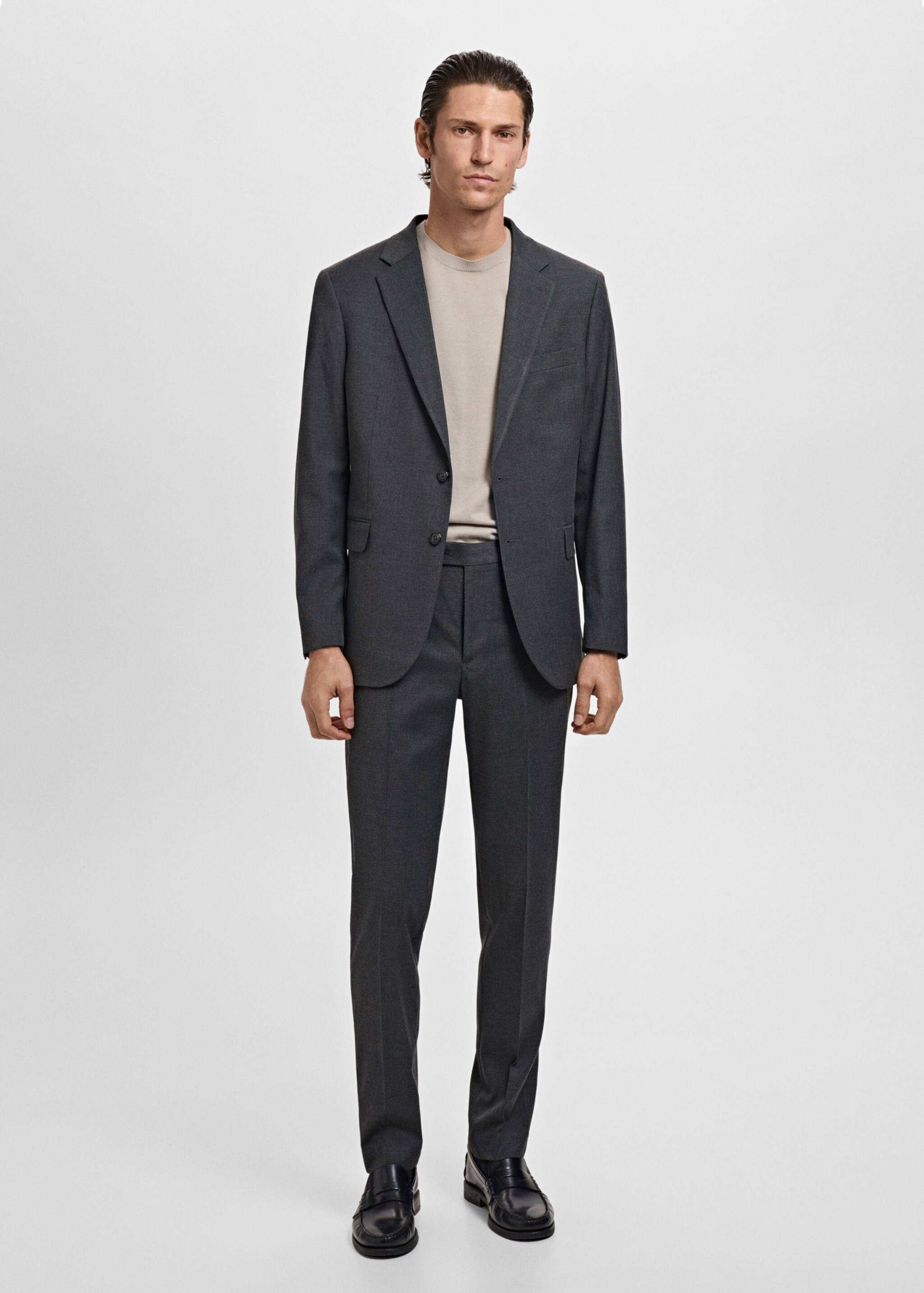 Milan slim-fit suit trousers - General plane, Dark Heather Grey. Ref: 17035153-00.