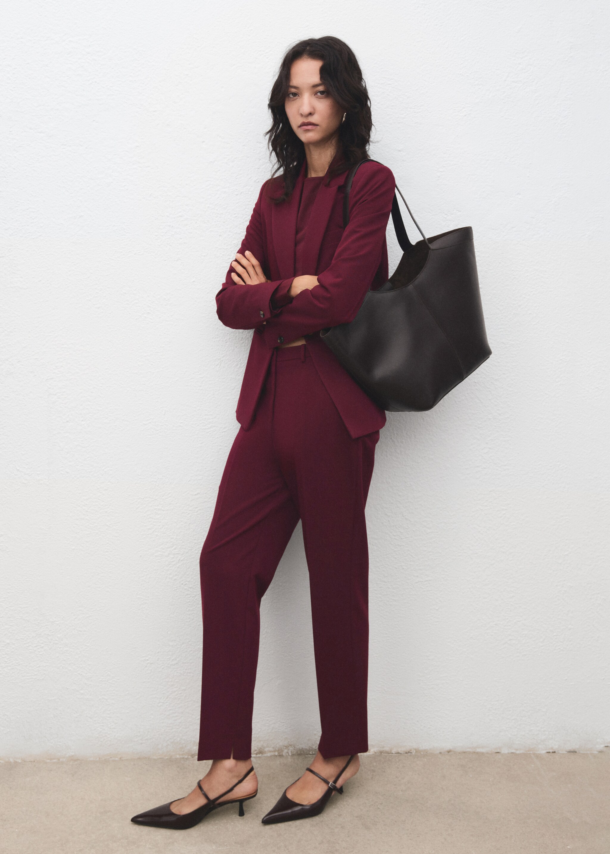 Straight suit trousers - General plane, Wine. Ref: 17035806-00.