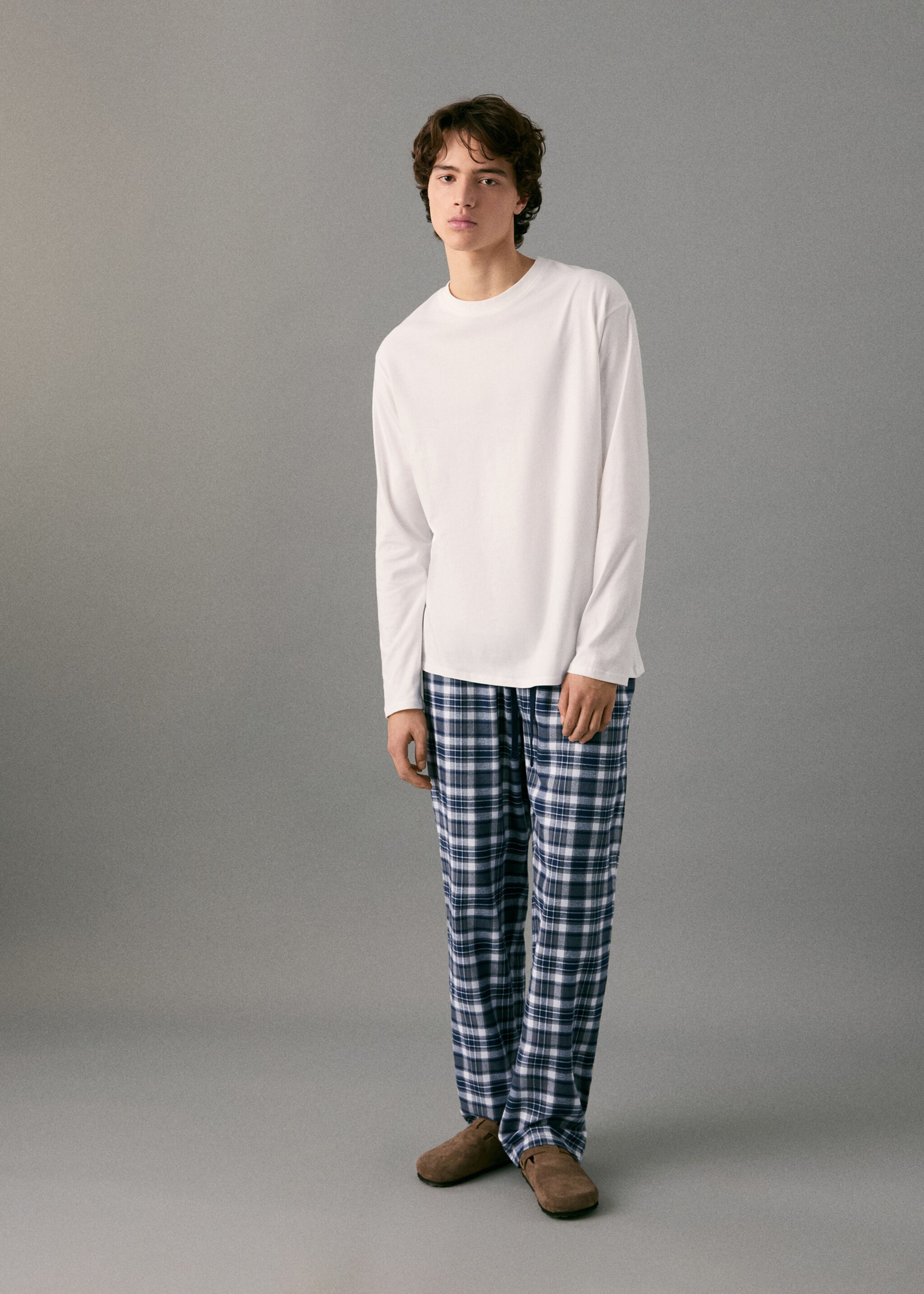 Set of long check pyjamas - General plane, Off White. Ref: 17035825-00.