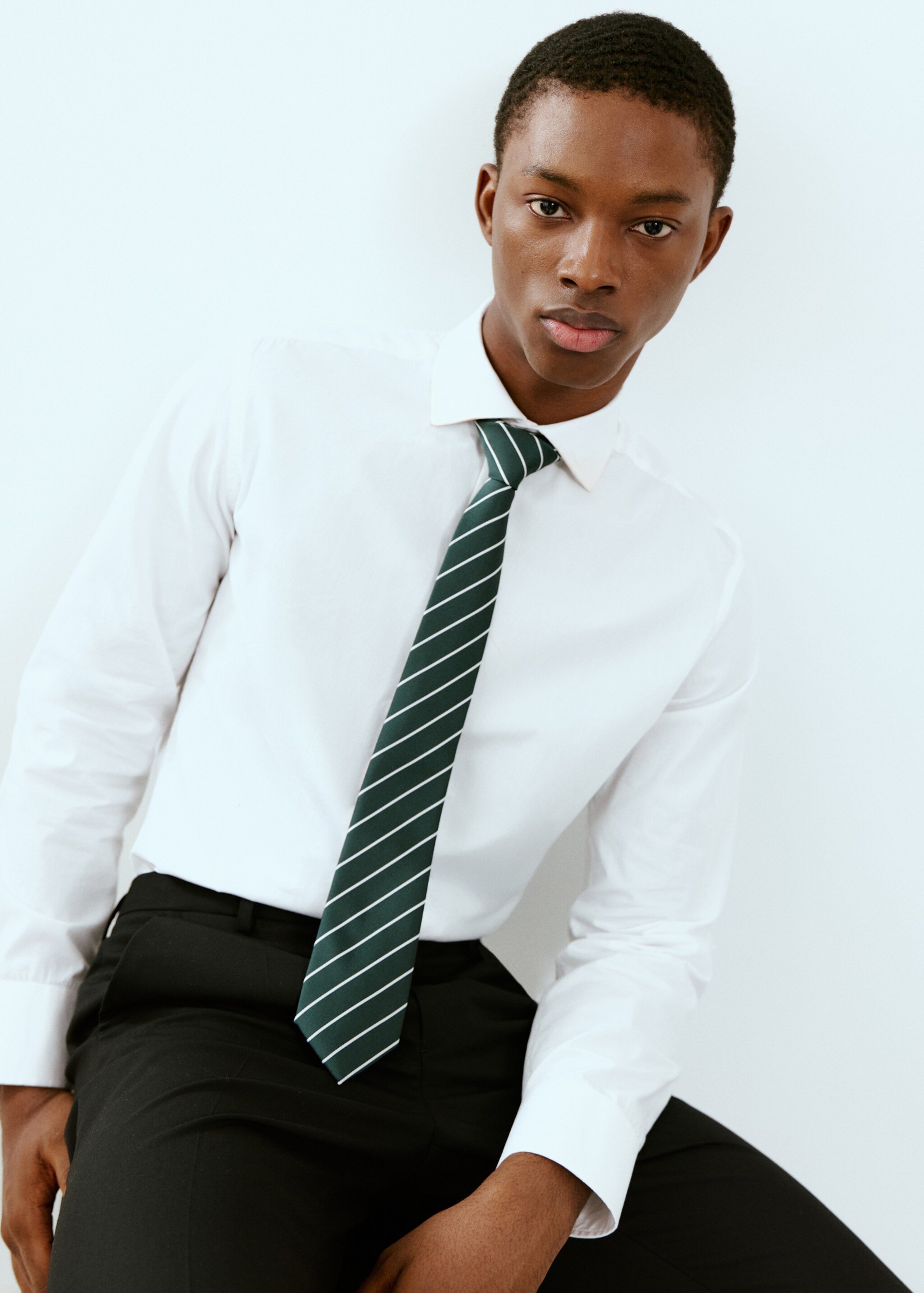 Striped tie - General plane, Green. Ref: 17035831-00.