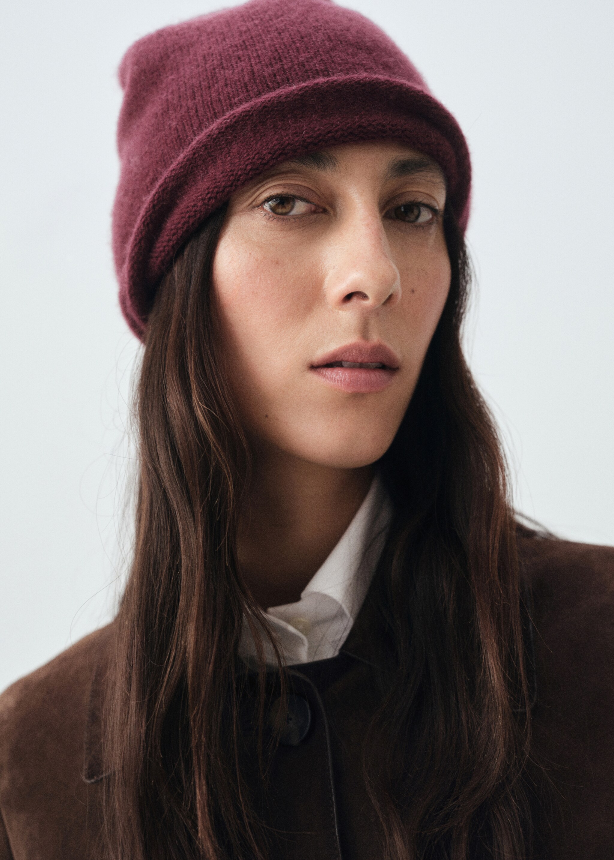 100% cashmere beanie - General plane, Burgundy. Ref: 17035976-00.